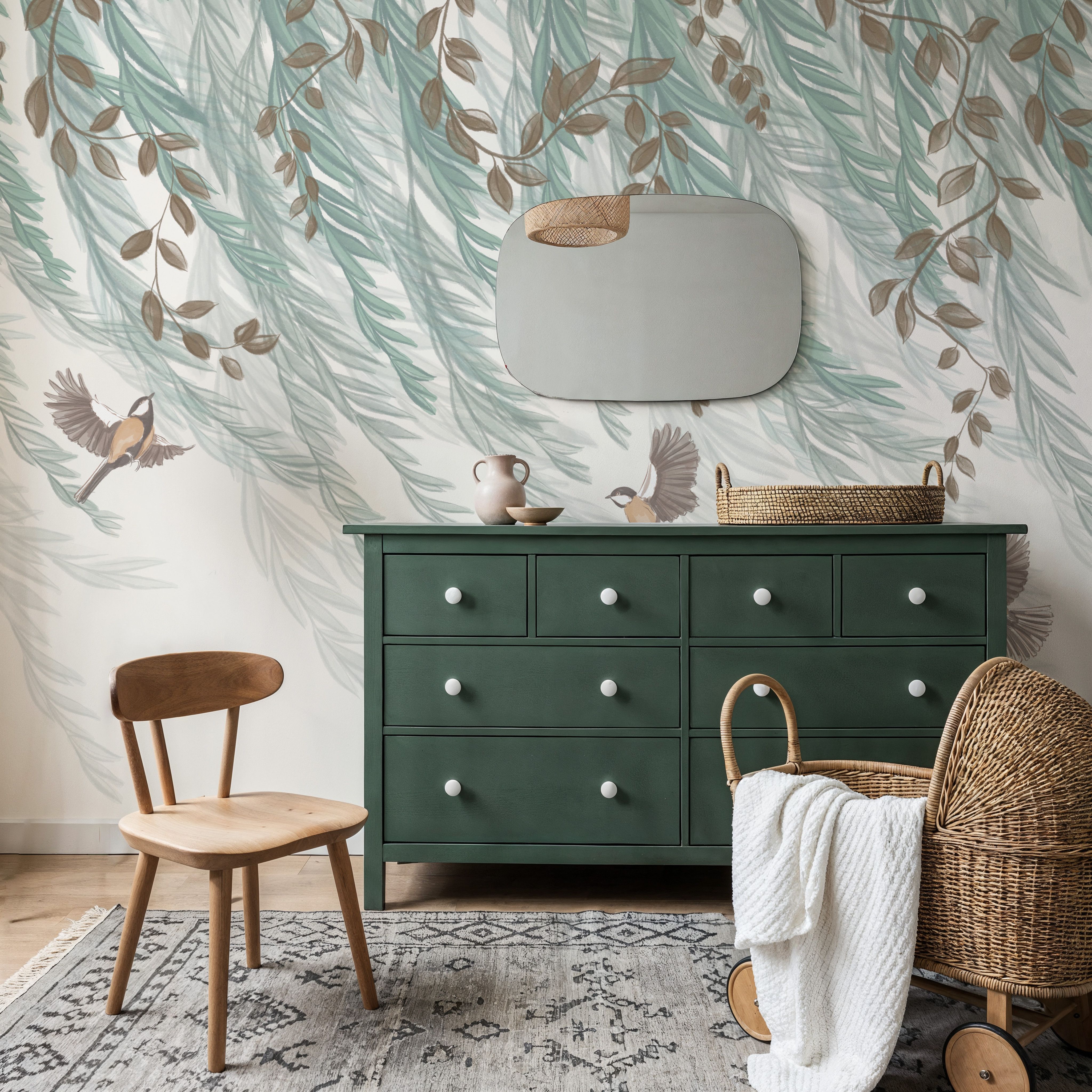  Willow & Birds, White