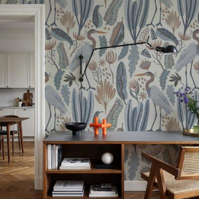 Heron & Plants Blue Cream