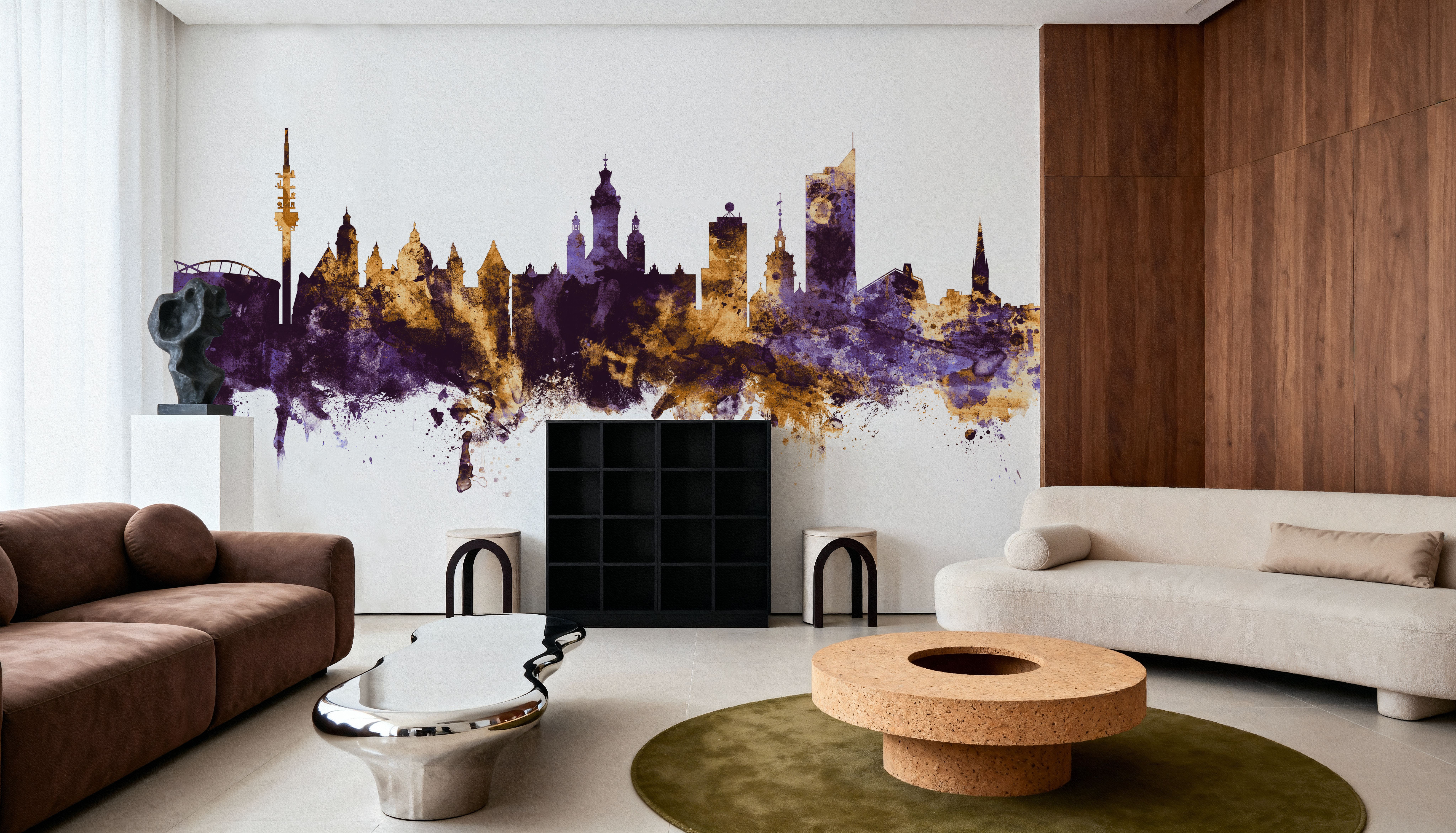 Leipzig Germany Skyline Purple & Gold