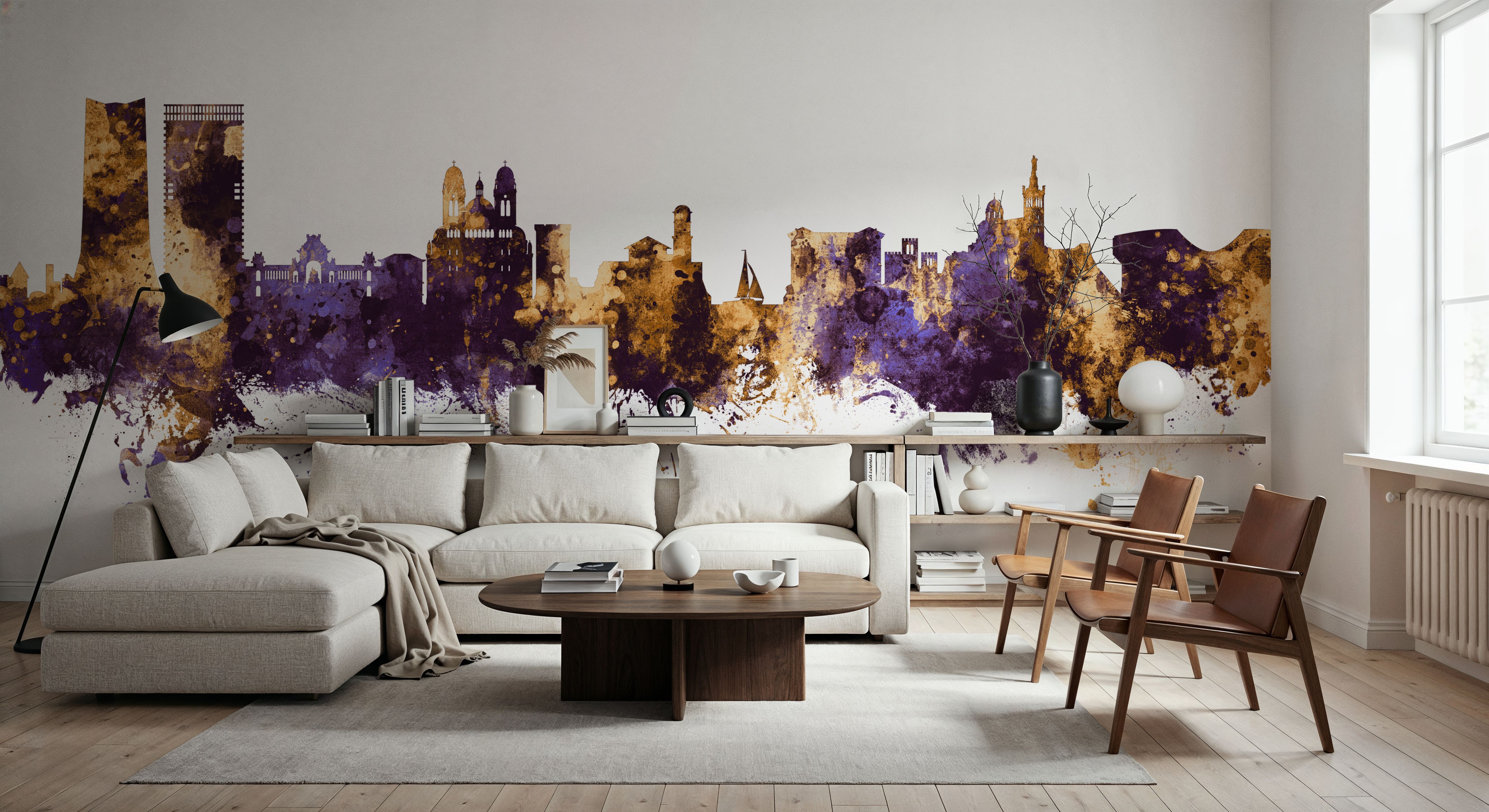 Marseille France Skyline Purple & Gold