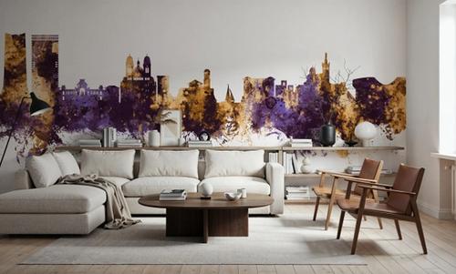 Marseille France Skyline Purple & Gold