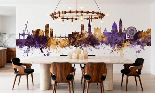 Belfast Northern Ireland Skyline Purple & Gold