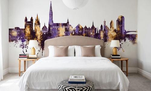 Ulm Germany Skyline Purple & Gold