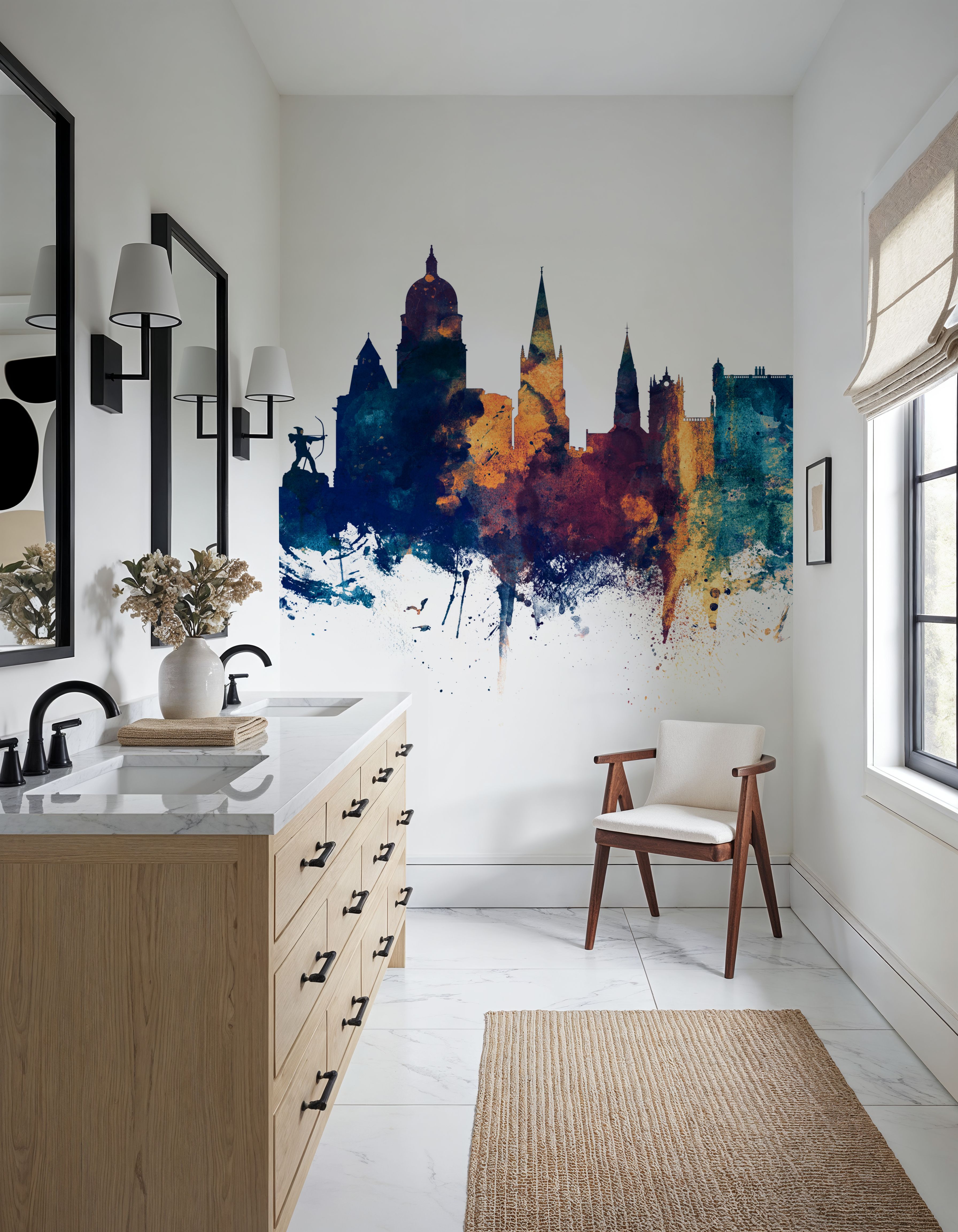 Nottingham England Skyline Blue & Bronze