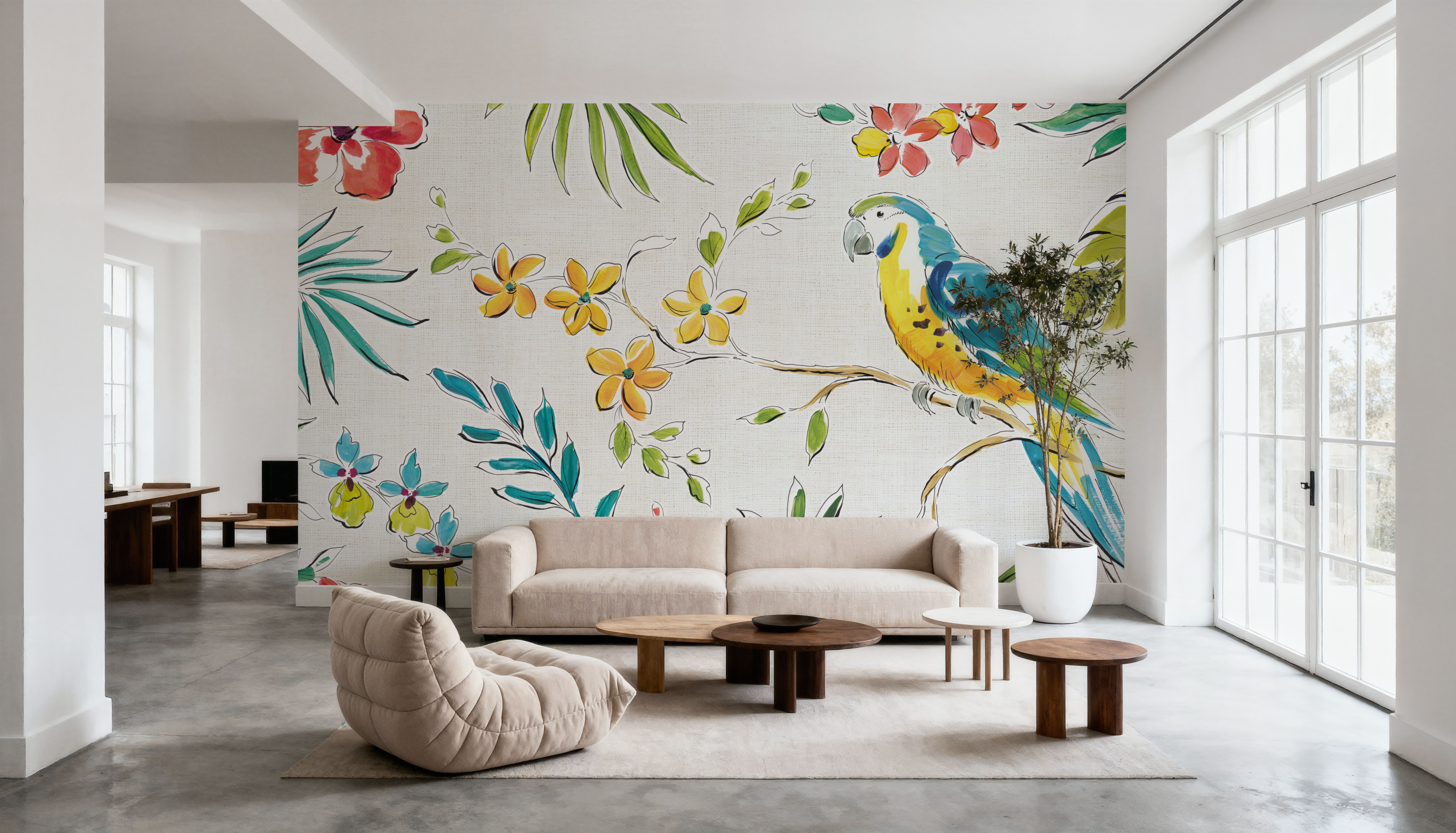 Tropical Oasis II White, Wallpaper