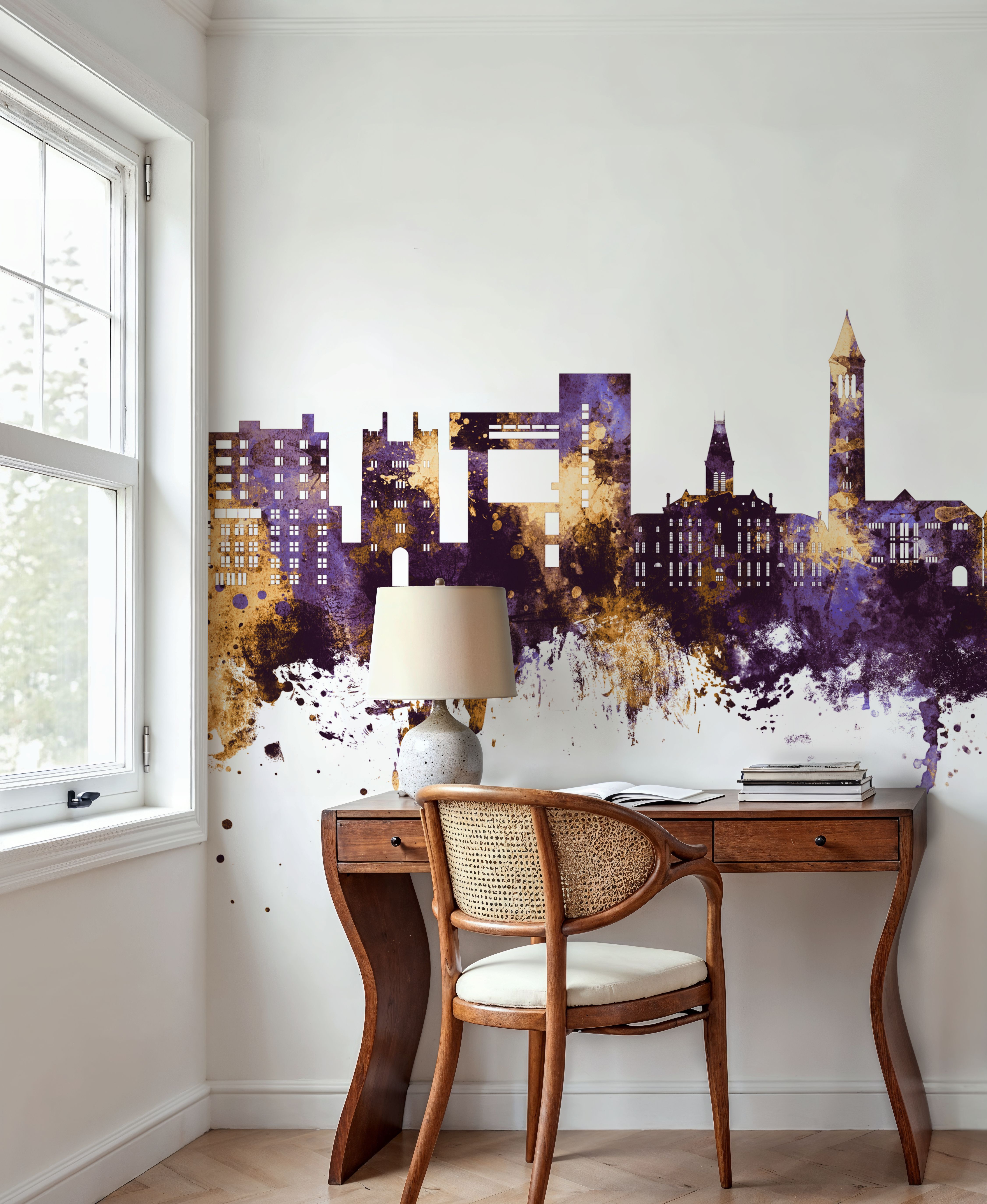 Ithaca New York Skyline Purple & Gold