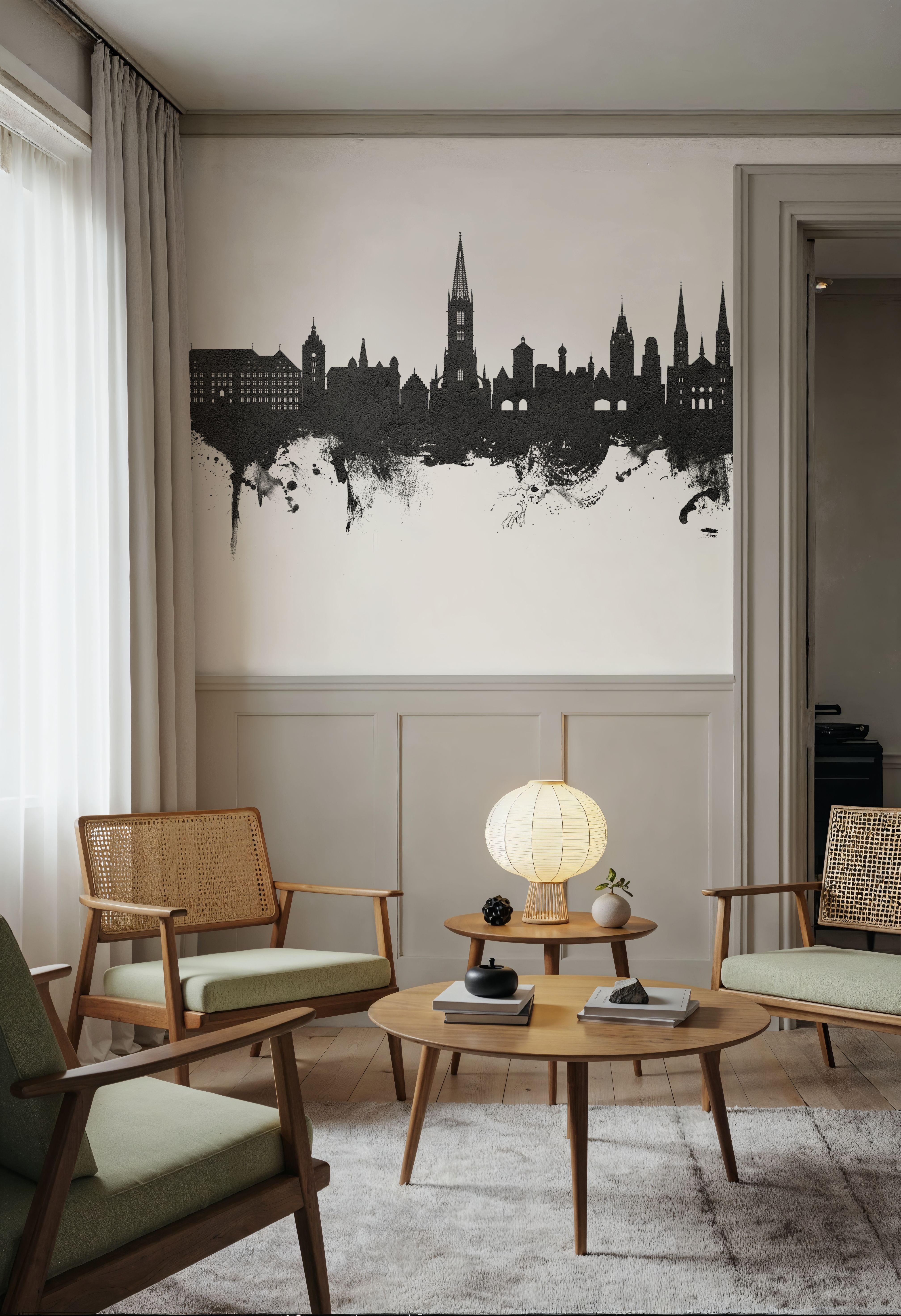 Freiburg Germnay Skyline Black & White