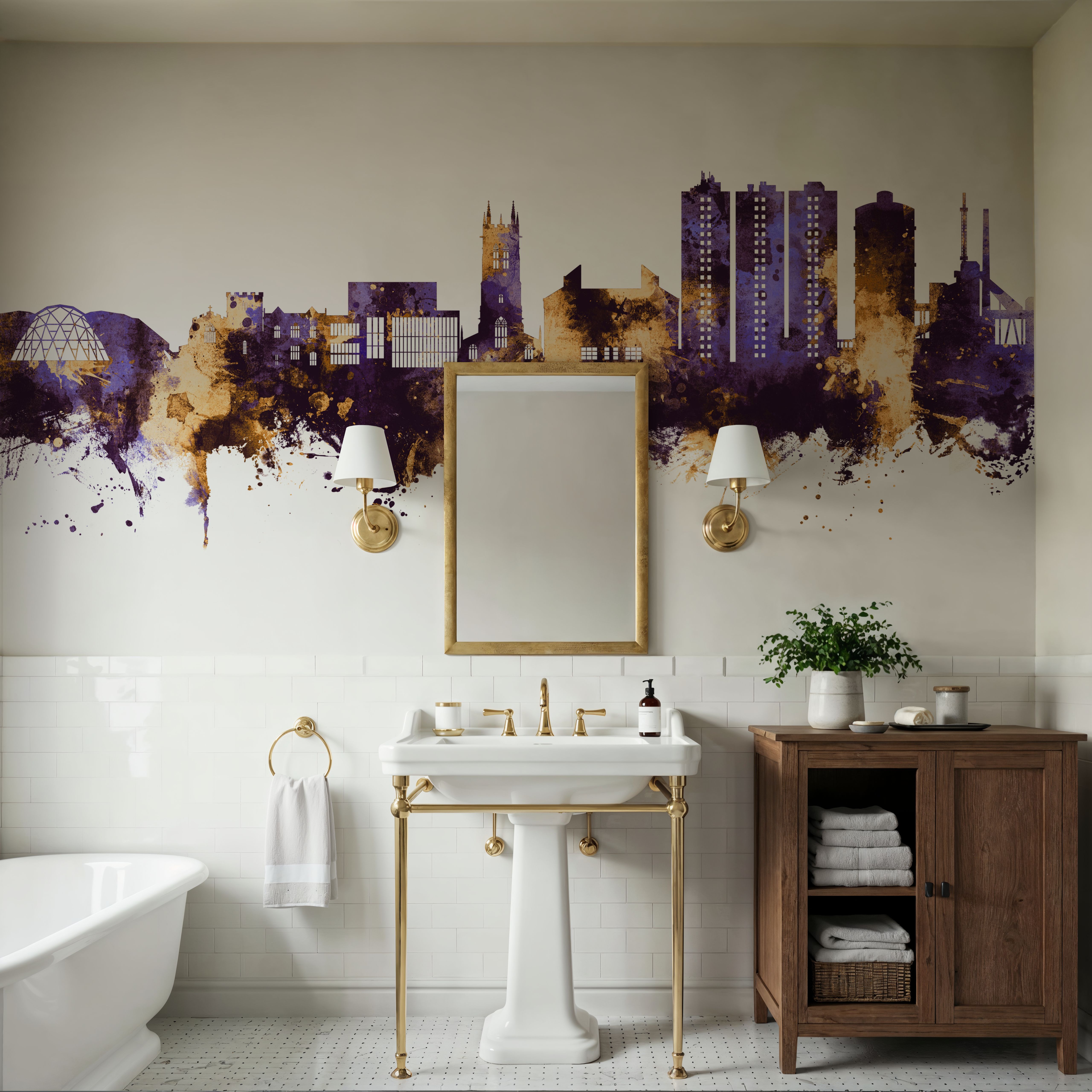 Scunthorpe England Skyline Purple & Gold