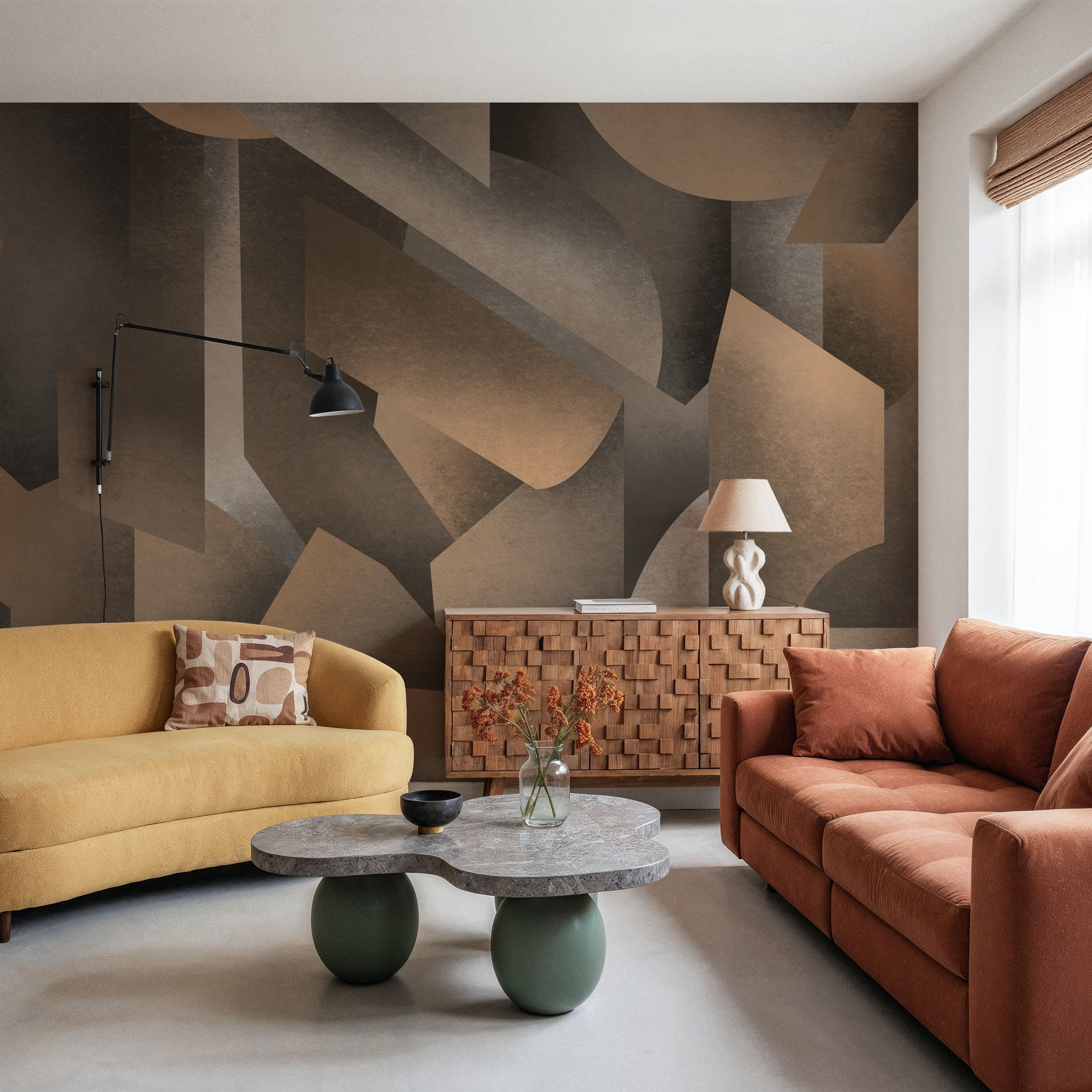 Chalky Geometrica, Coffee, Wallpaper