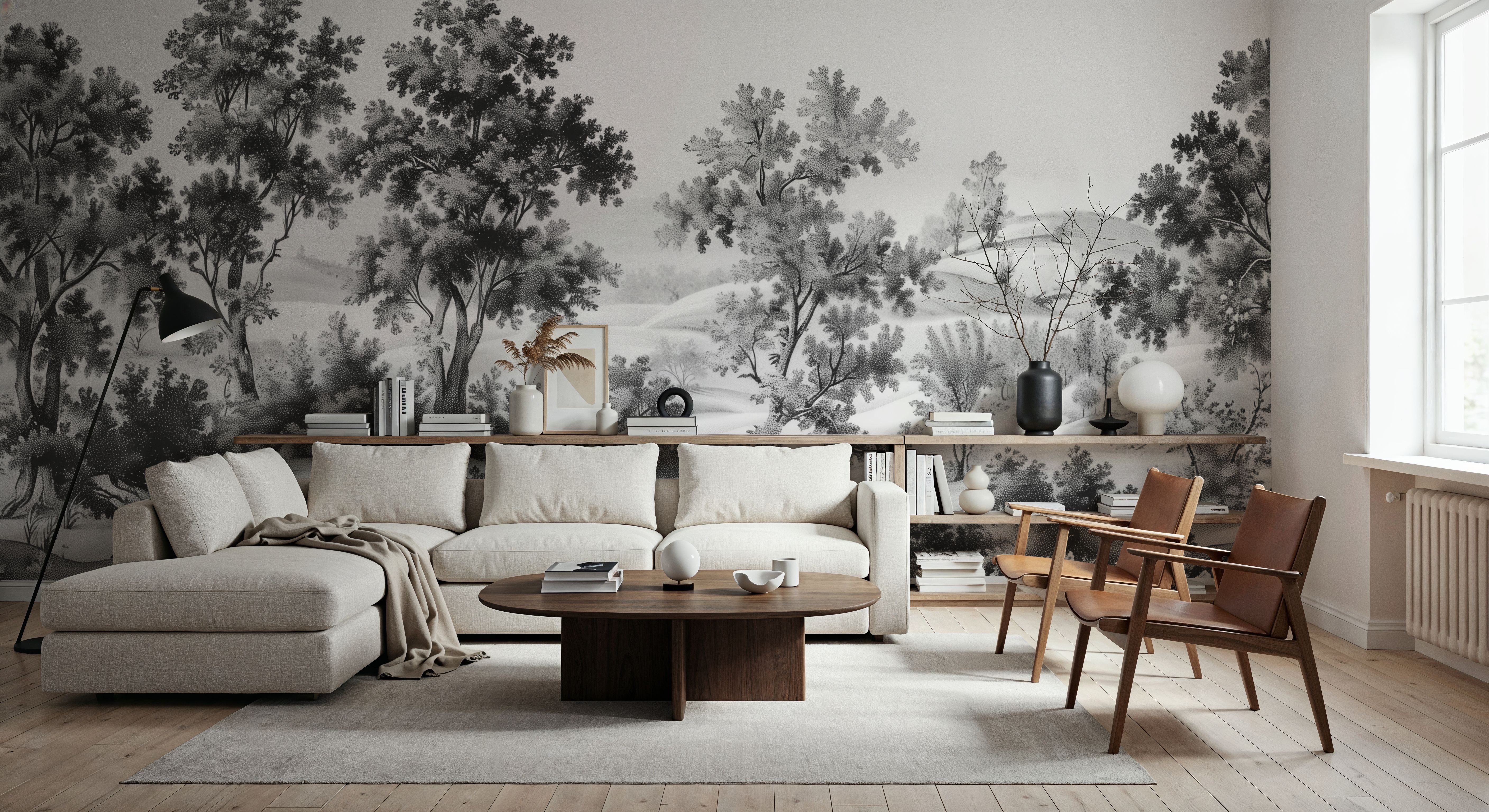 Pastoral Toile, Black & White