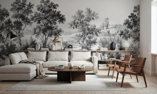 Pastoral Toile, Black & White