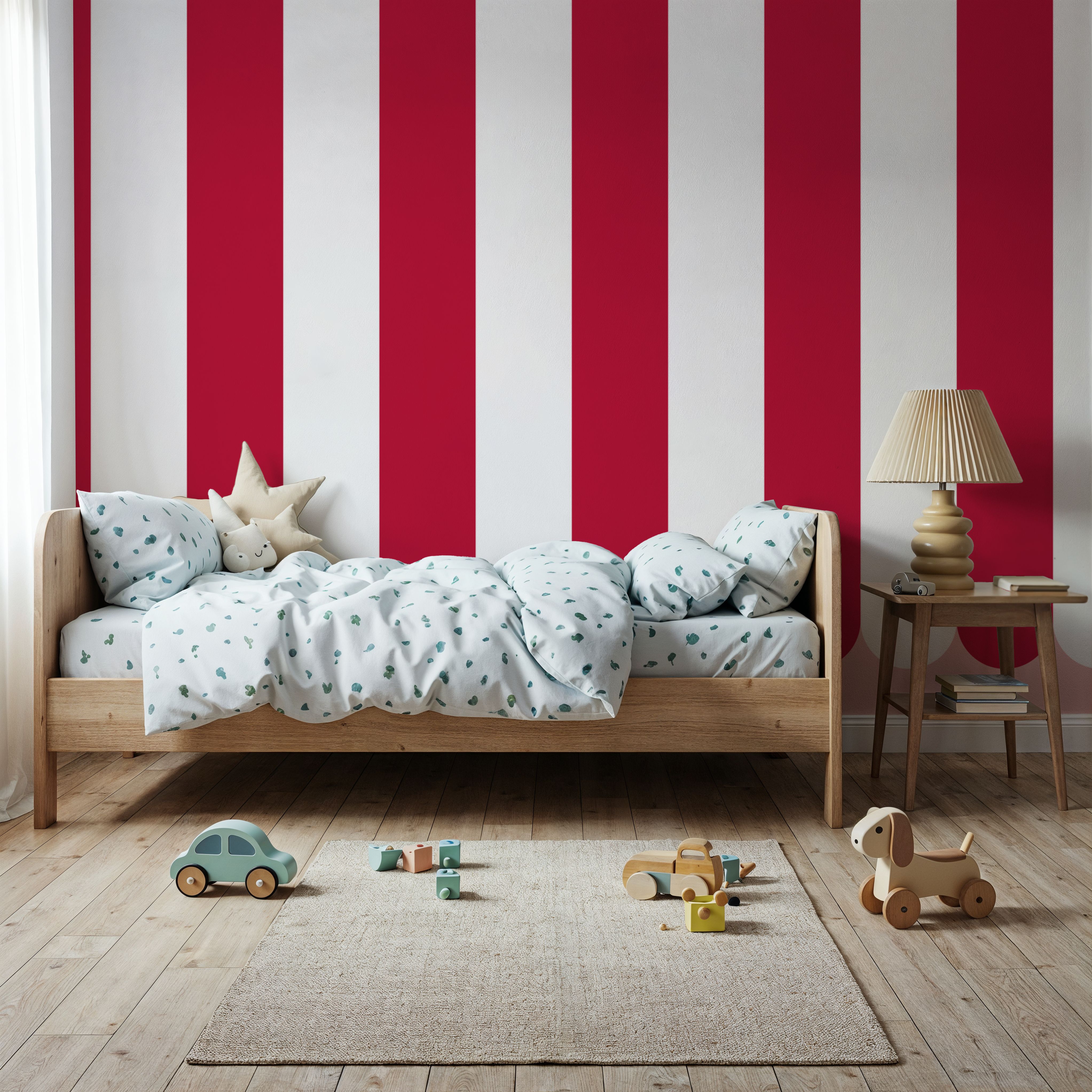 Scalloped Circus Stripes, Red