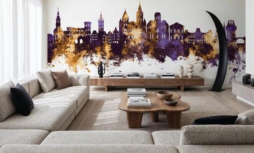 Trier Germany Skyline Purple & Gold