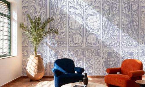 Clear Thistle Wall Blue