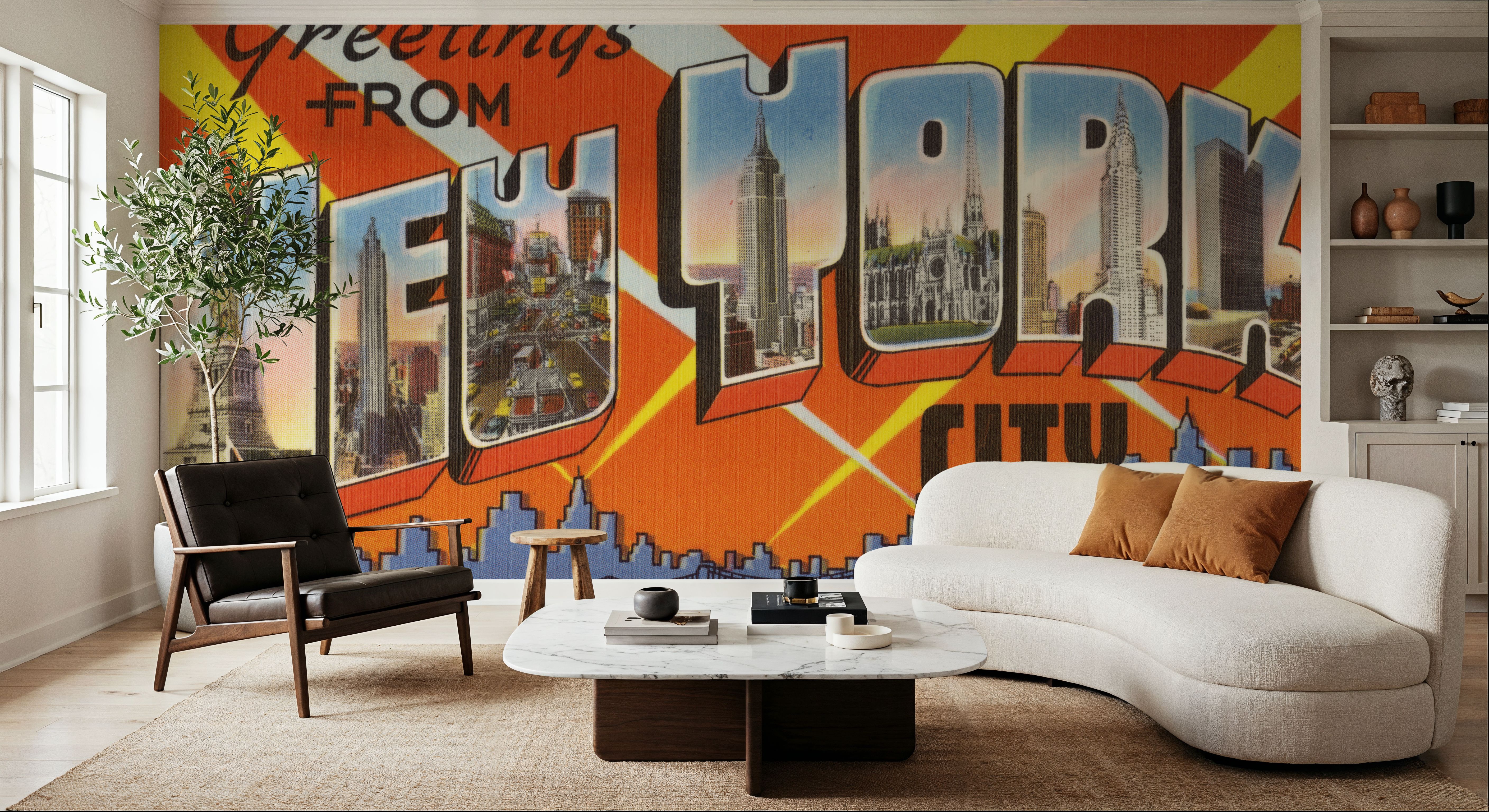 Greetings from NYC - Screenprint Postcard, Wallpaper