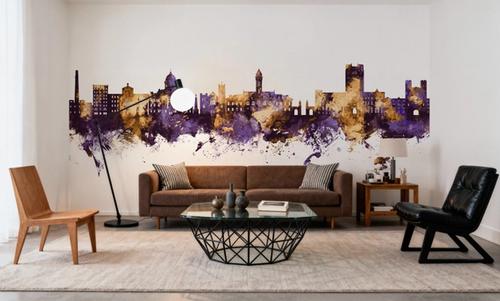 Bloomington Indiana Skyline Purple & Gold