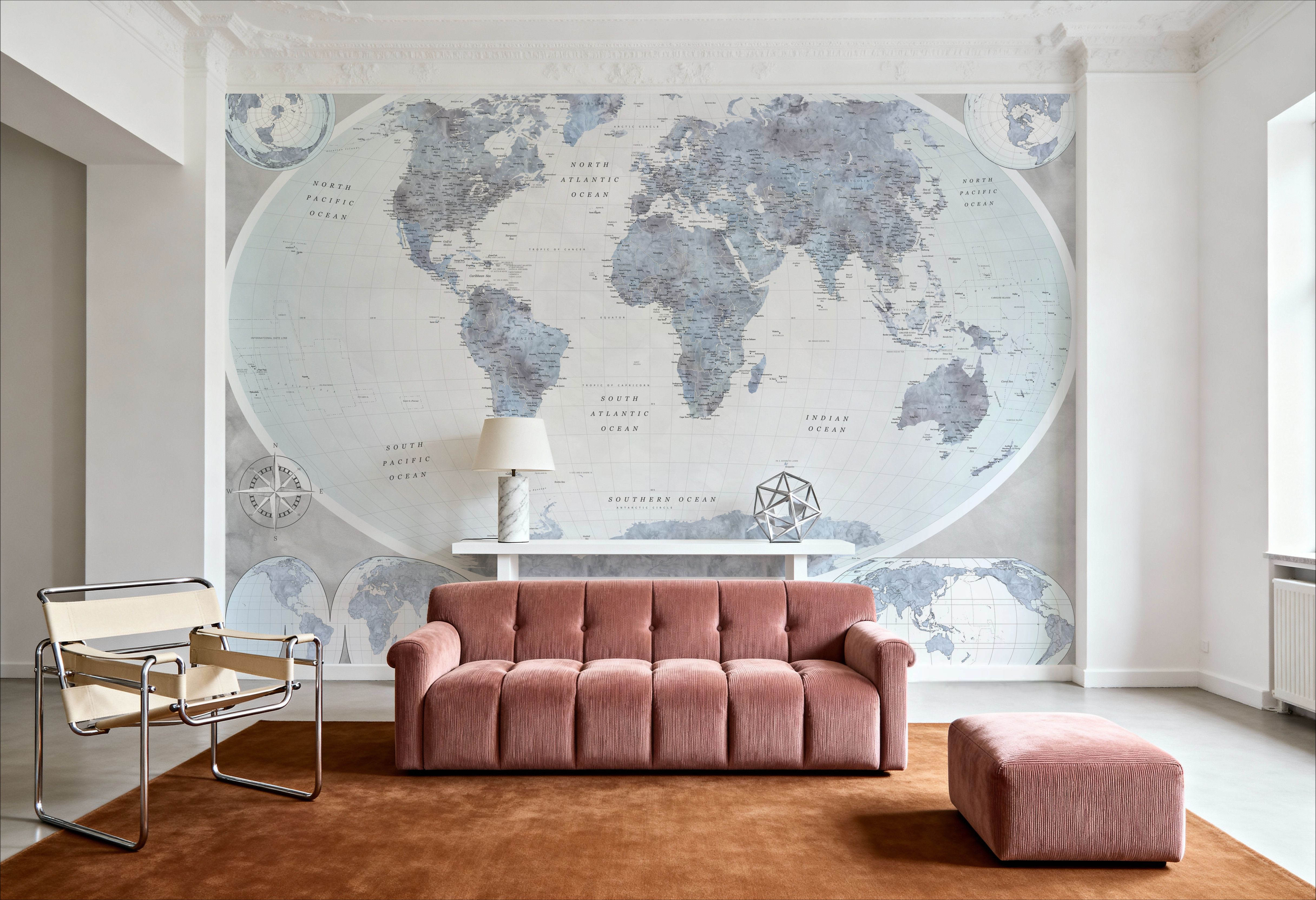 World Map Atlas Blue