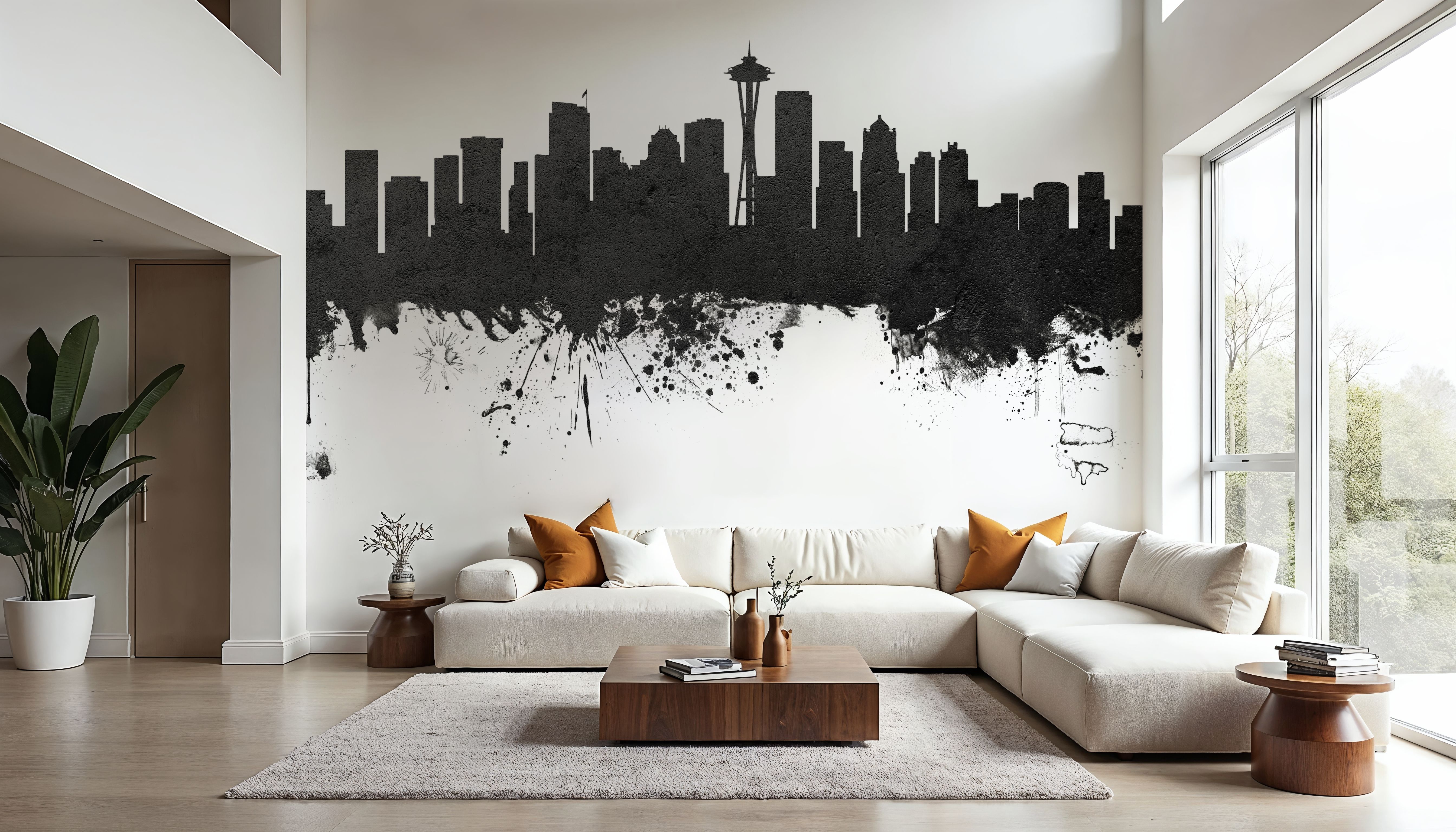Seattle Skyline Black & White, Papier peint