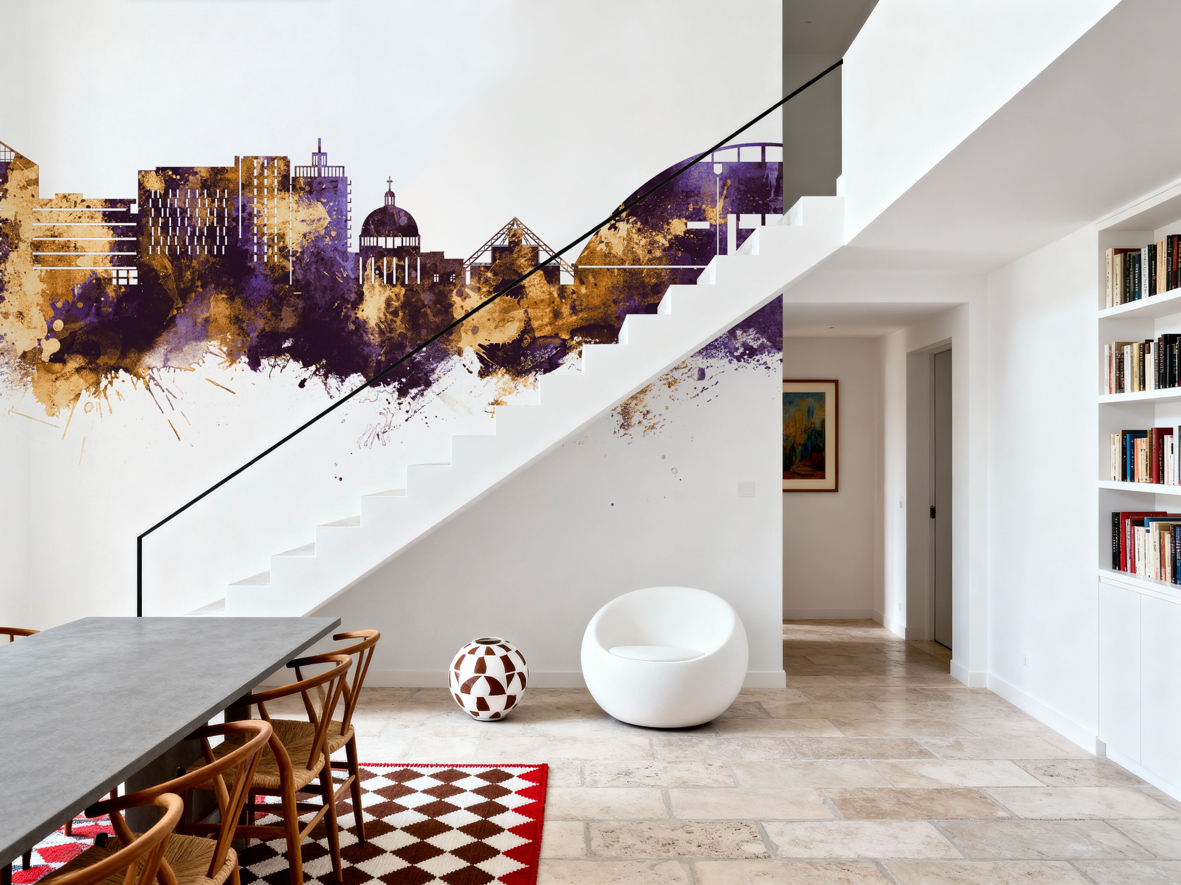 Milton Keynes England Skyline Purple & Gold