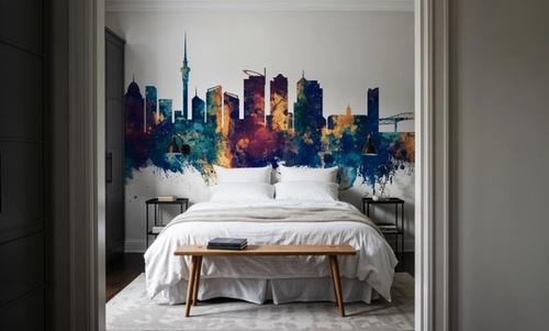 Auckland New Zeeland Skyline Blue & Bronze