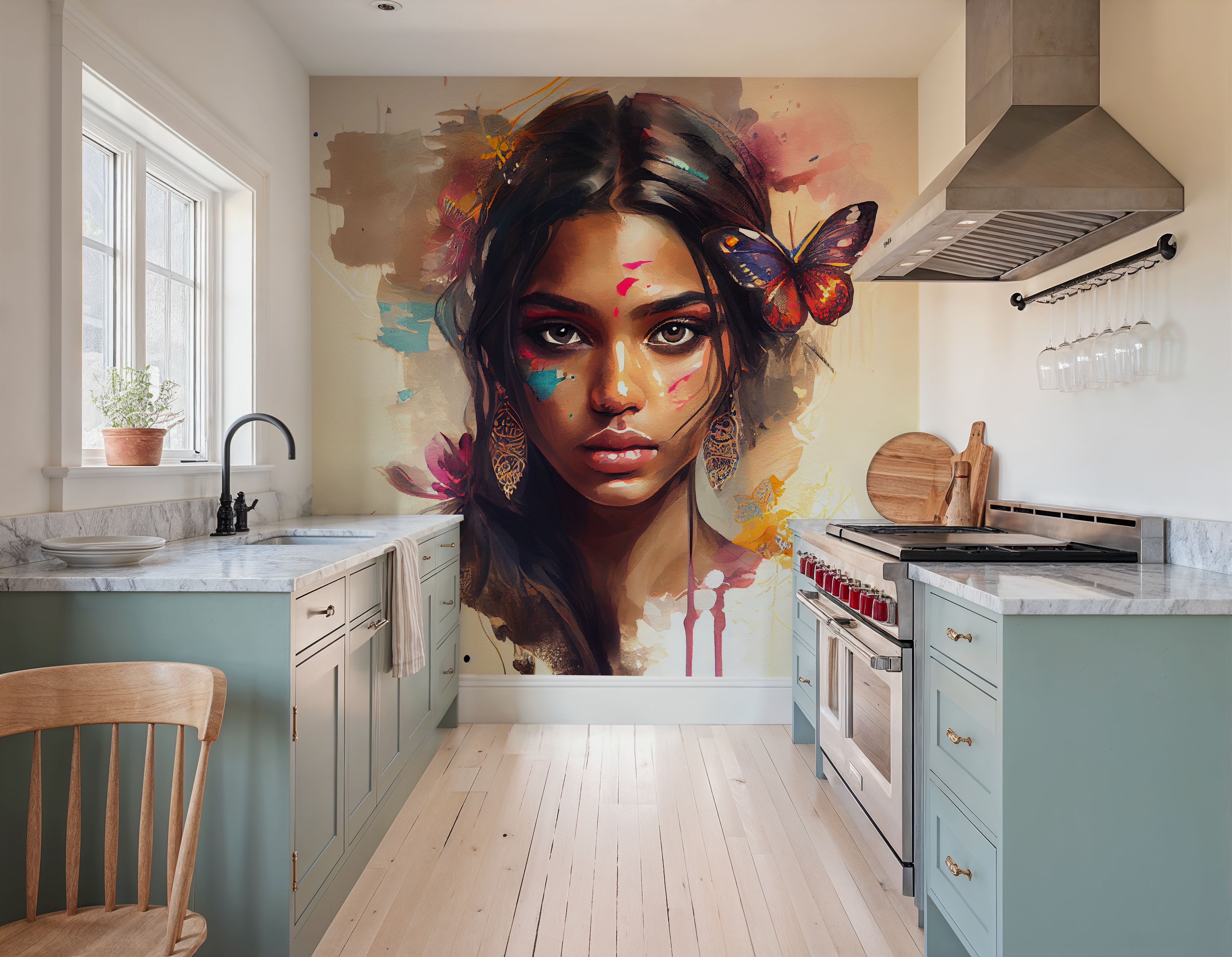 Watercolor Butterfly Woman