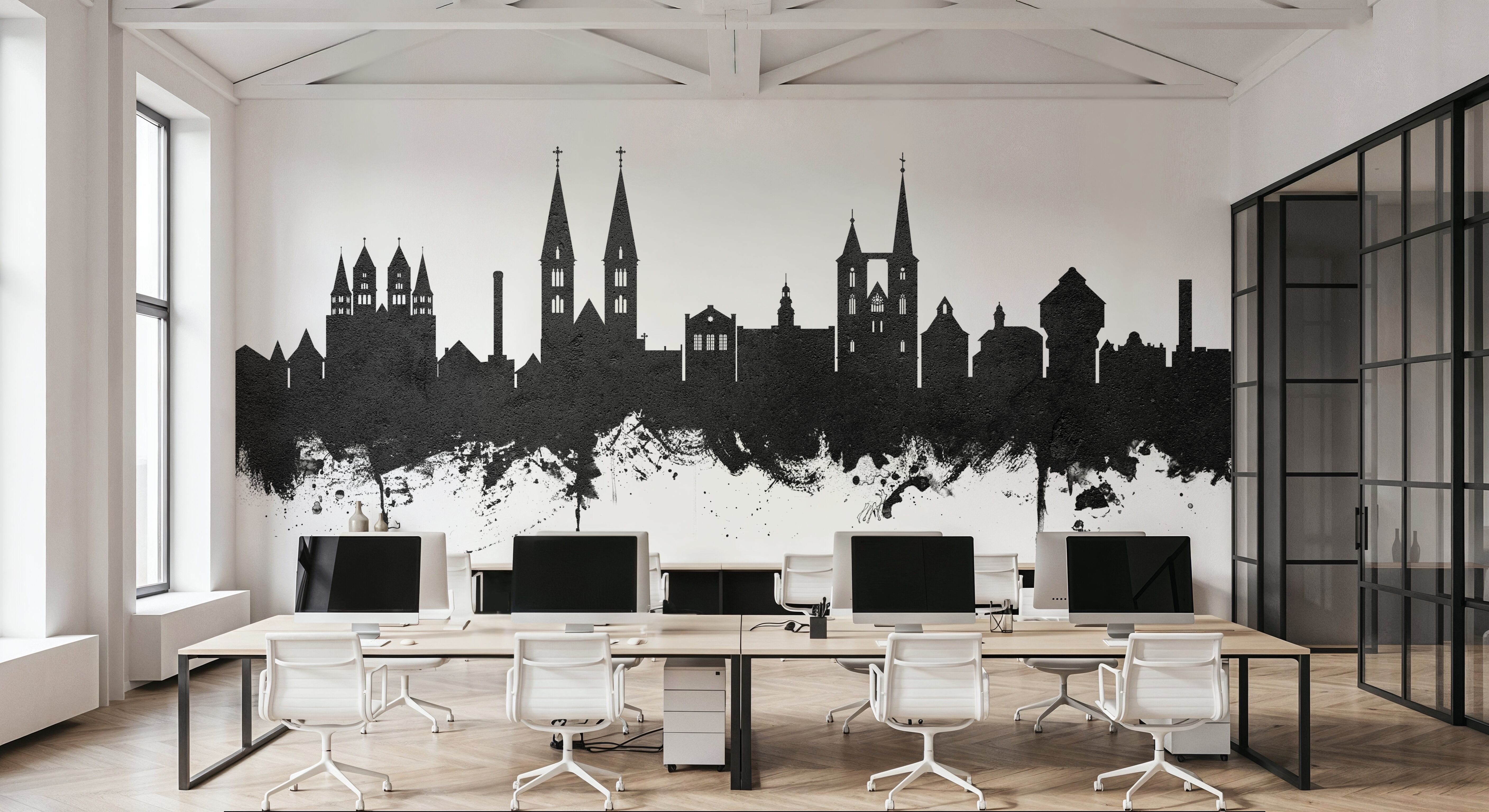 Halberstadt Germany Skyline Black & White