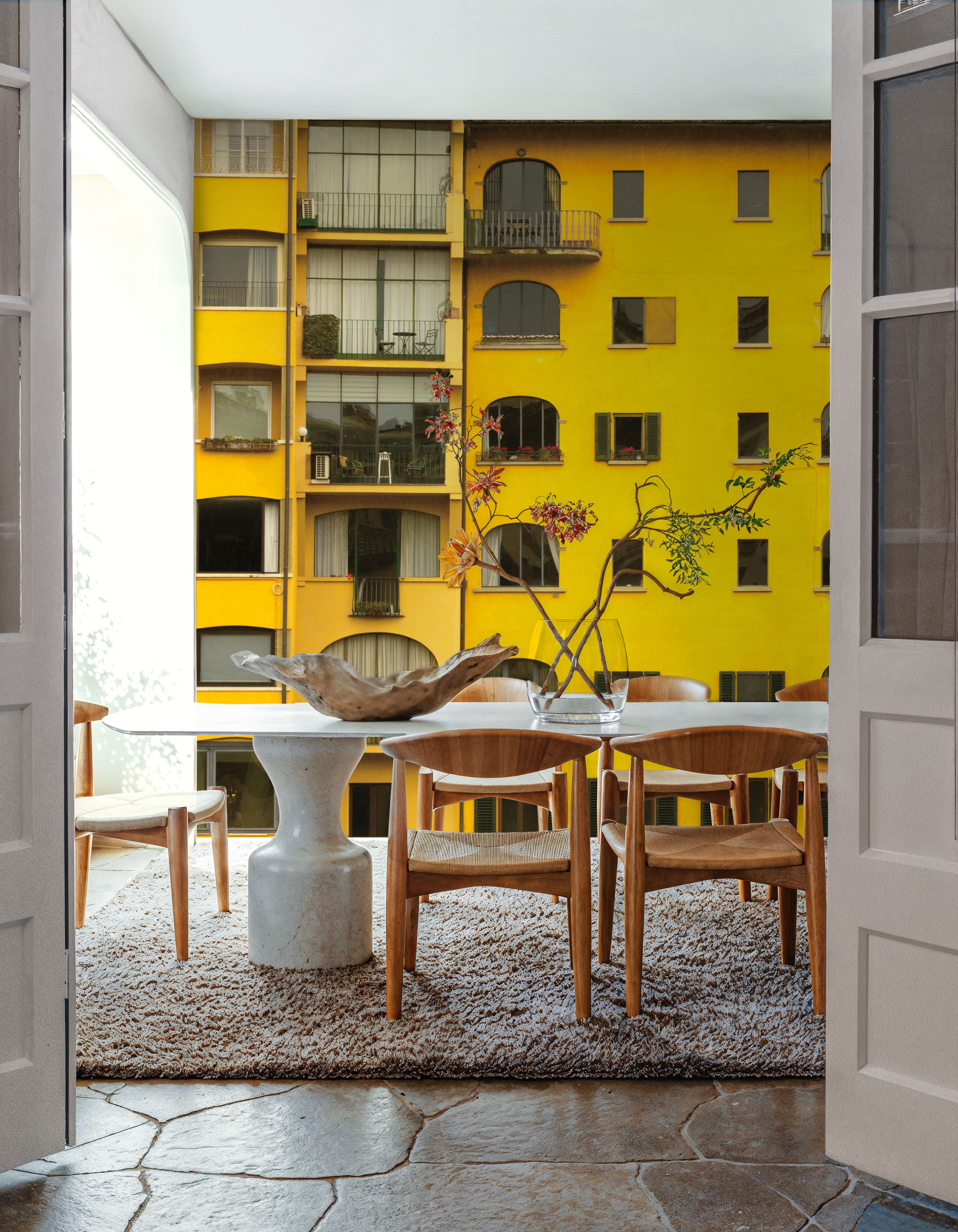Wall Mural - Florence Yellow - Architecture Windows mural wallpaper - Yellow - Hallway staircases - Wallism UK - Premium, Textured or Peel & Stick