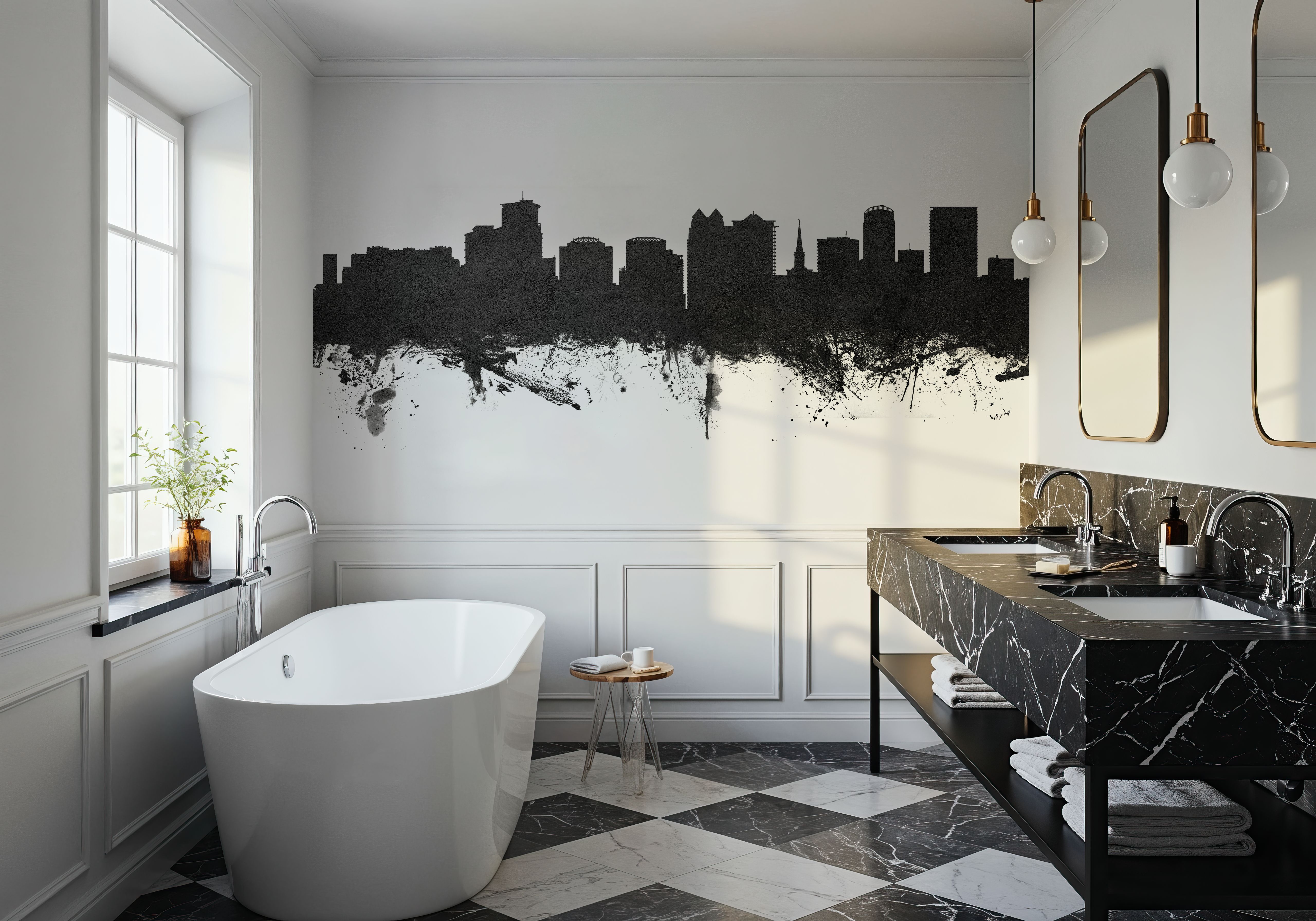 Orlando Florida Skyline Black & White