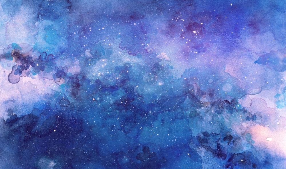 Blue Cosmic, Watercolor