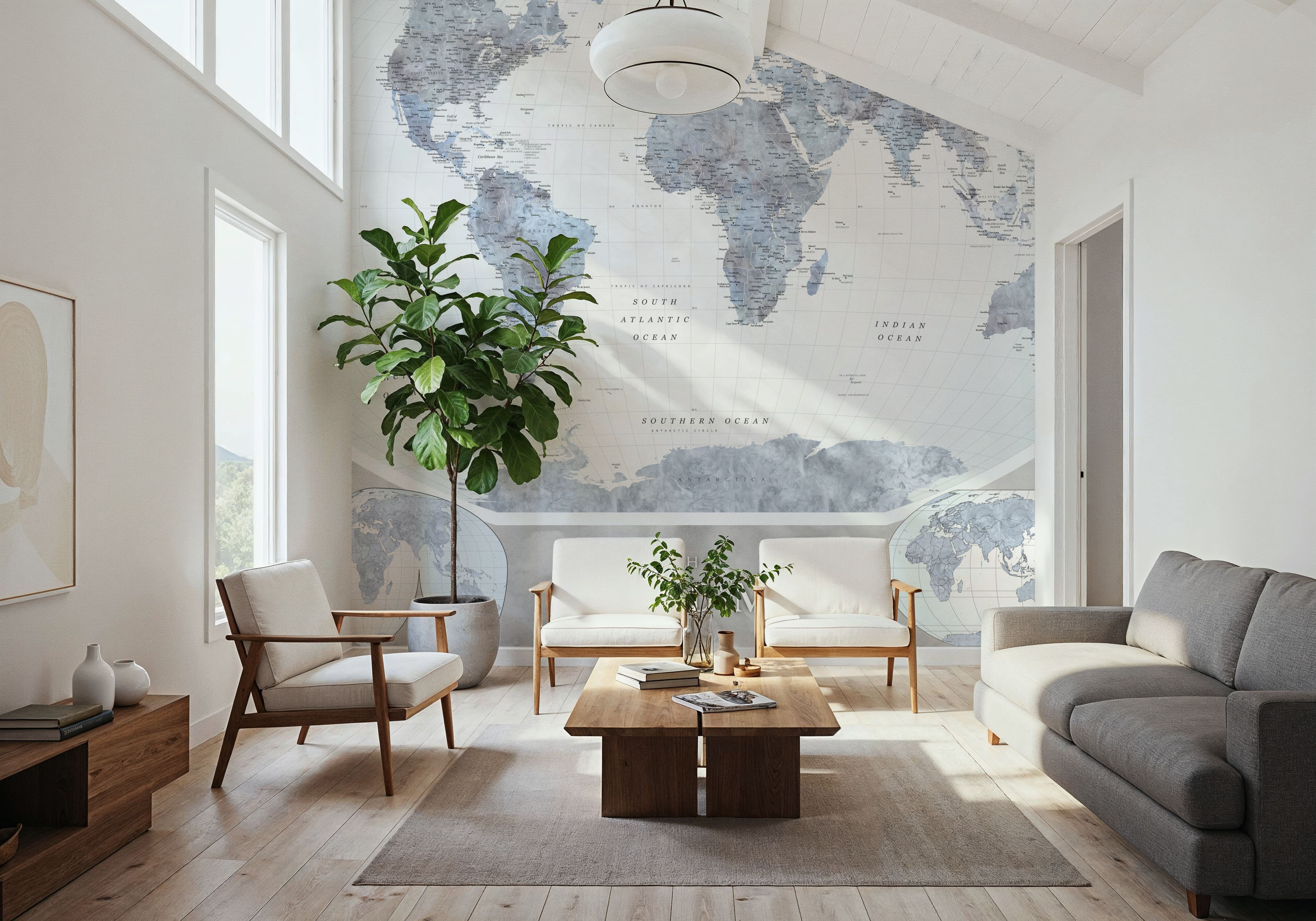 World Map Atlas Blue, Wallpaper