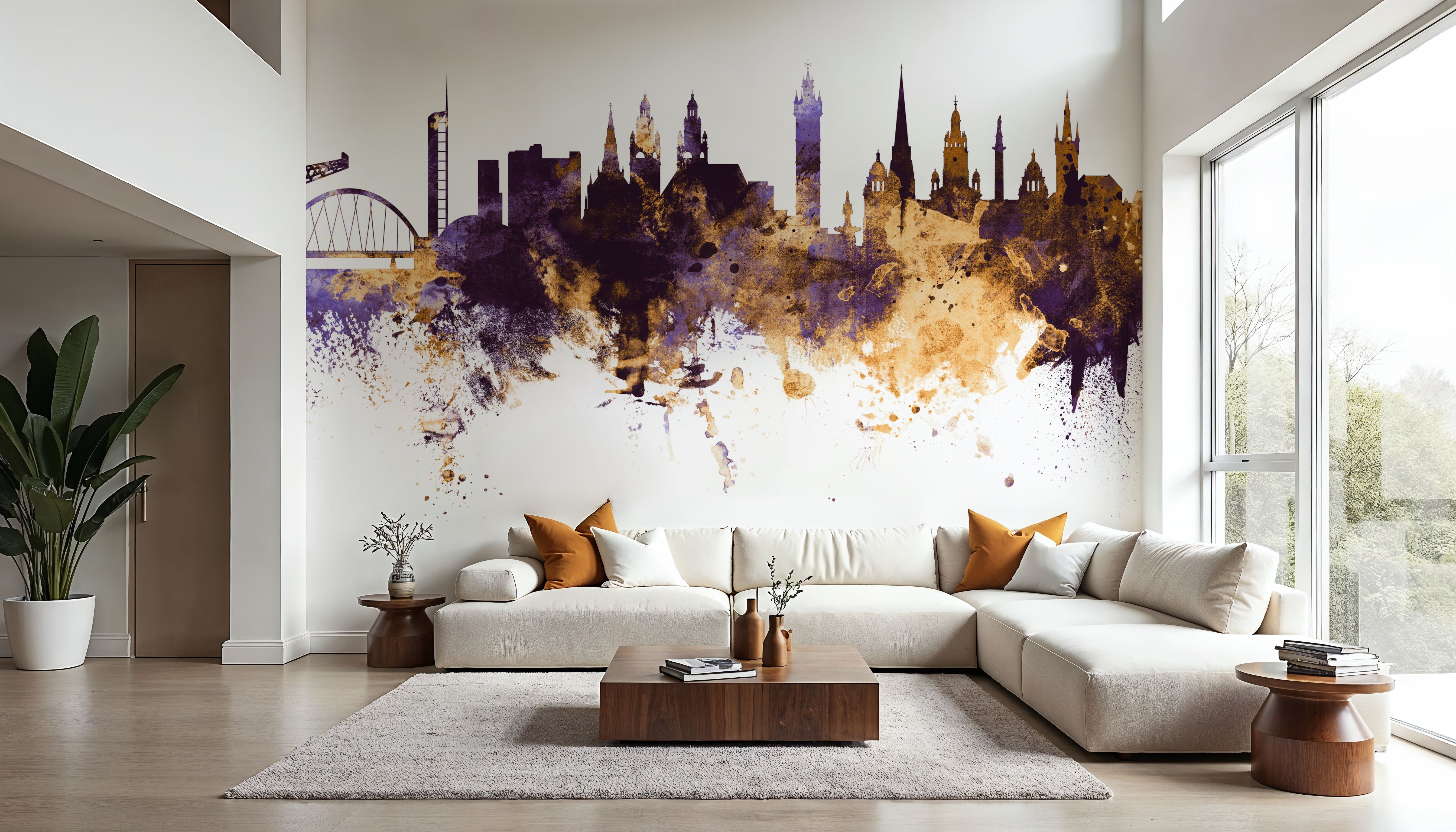 Glasgow Scotland Skyline Purple & Gold