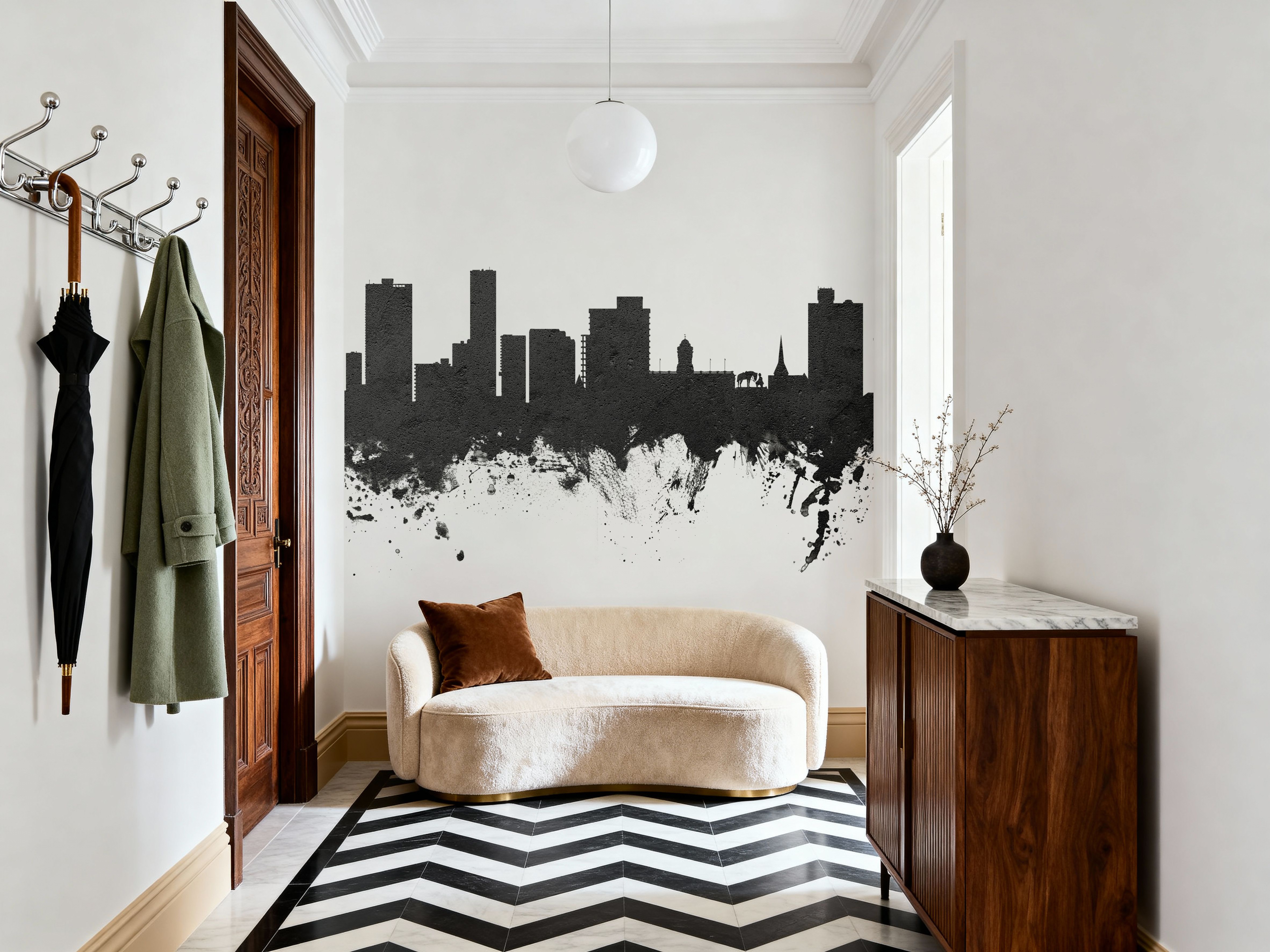 Port Elizabeth South Africa Skyline Black & White 