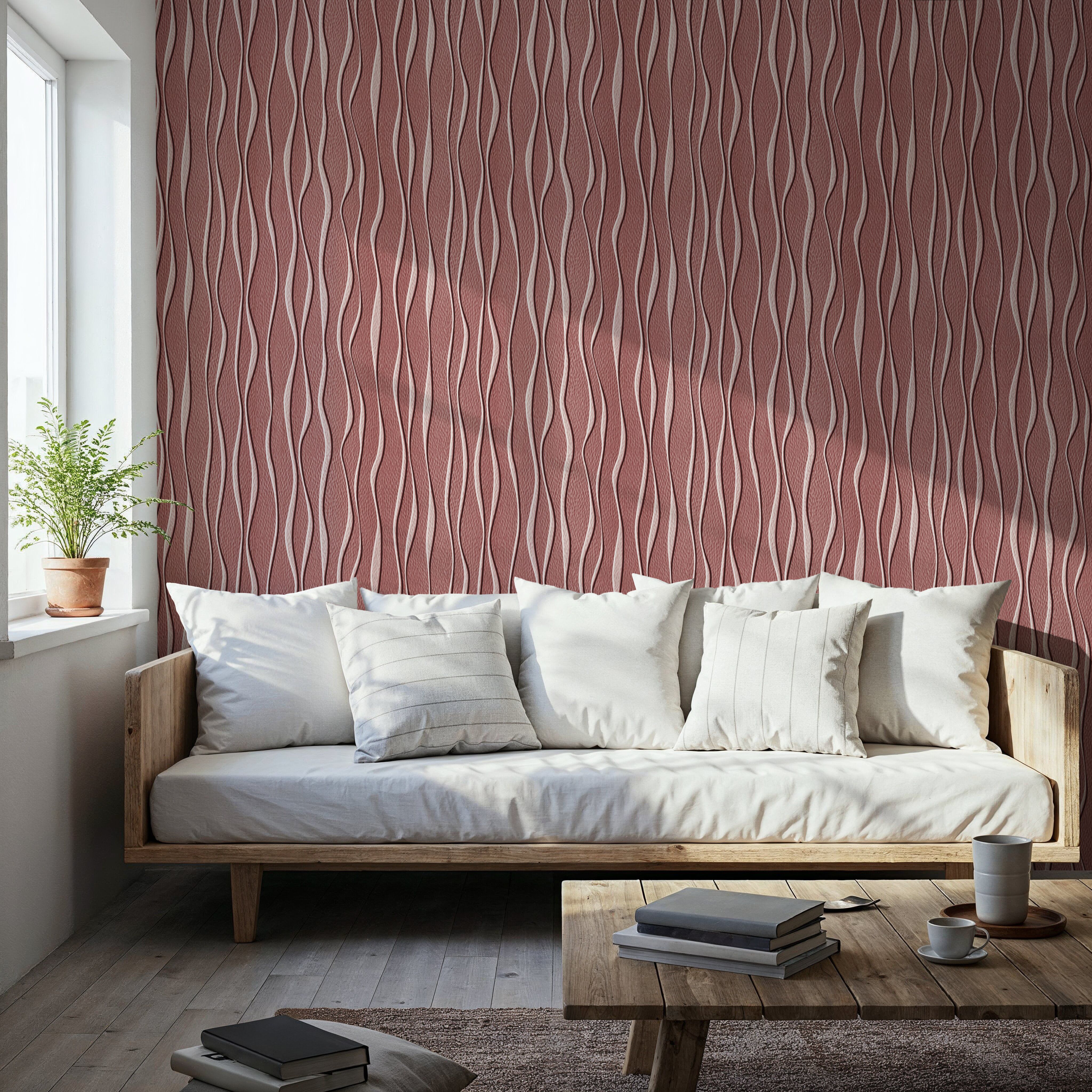 Swaying Lines, Brick, Wallpaper