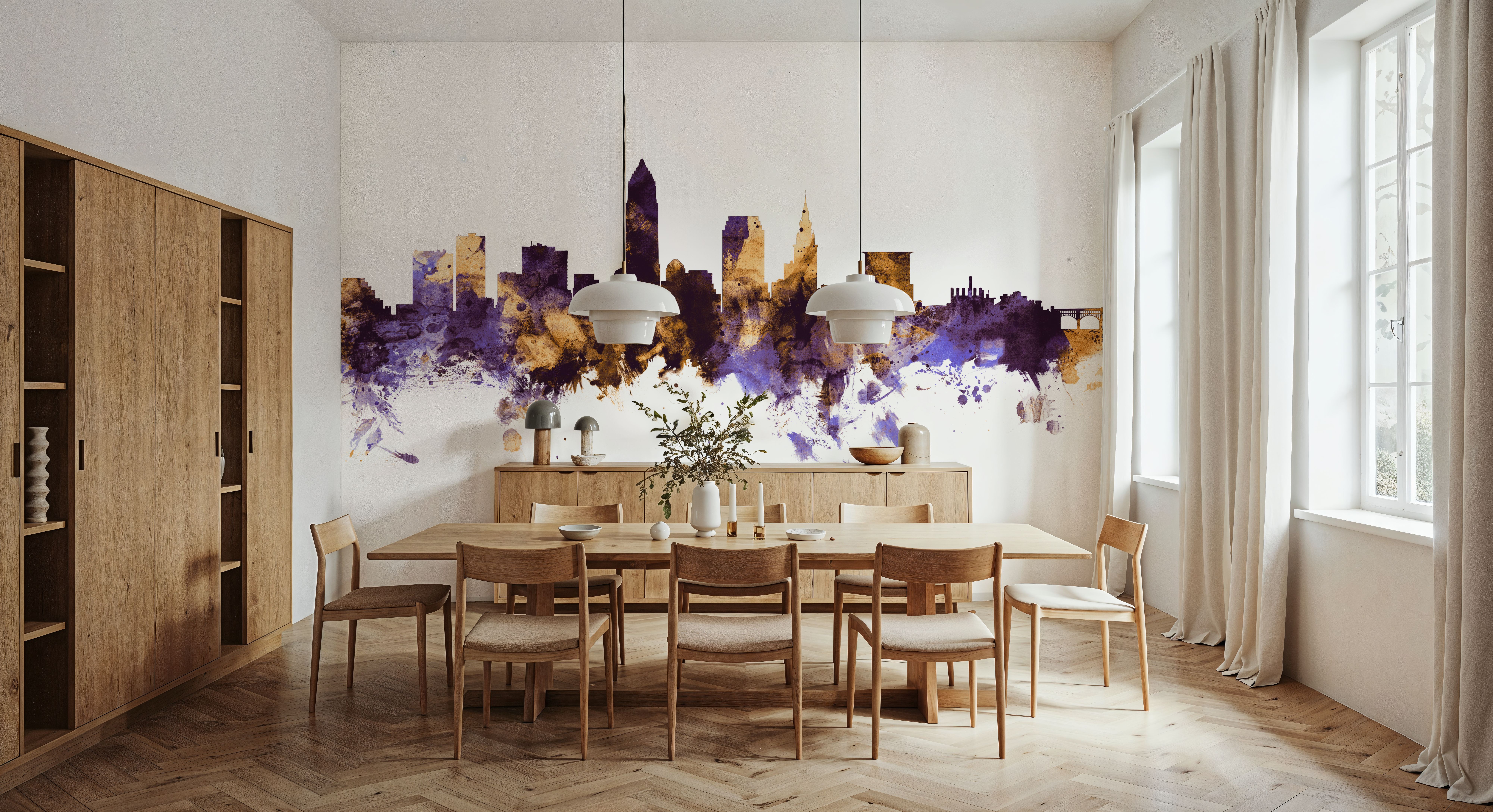 Cleveland Ohio Skyline Purple & Gold