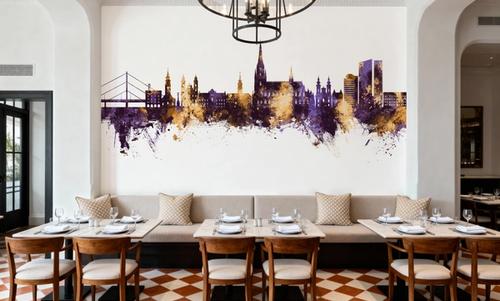 Linz Austria Skyline Purple & Gold