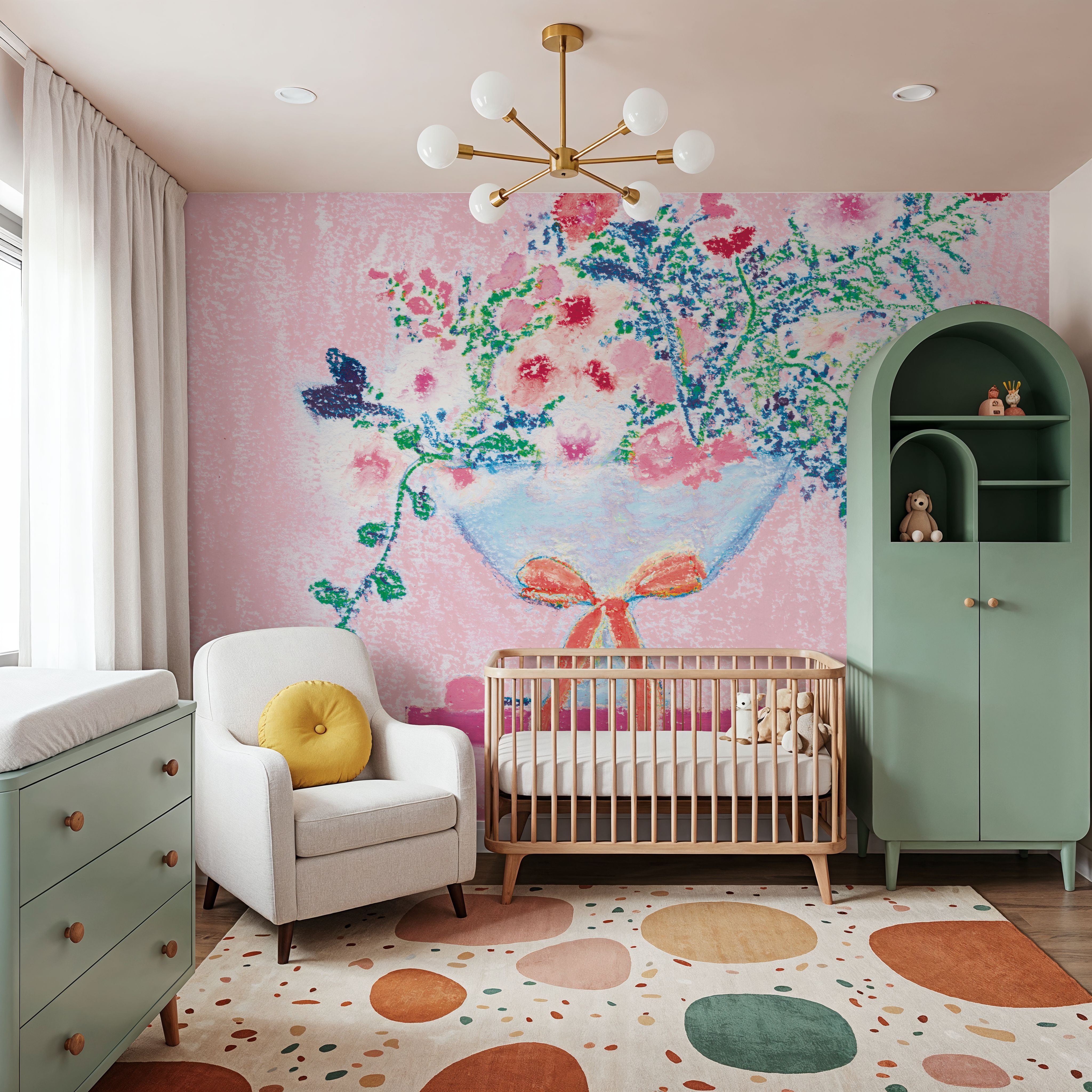 Flower Vases and Books Square Pink