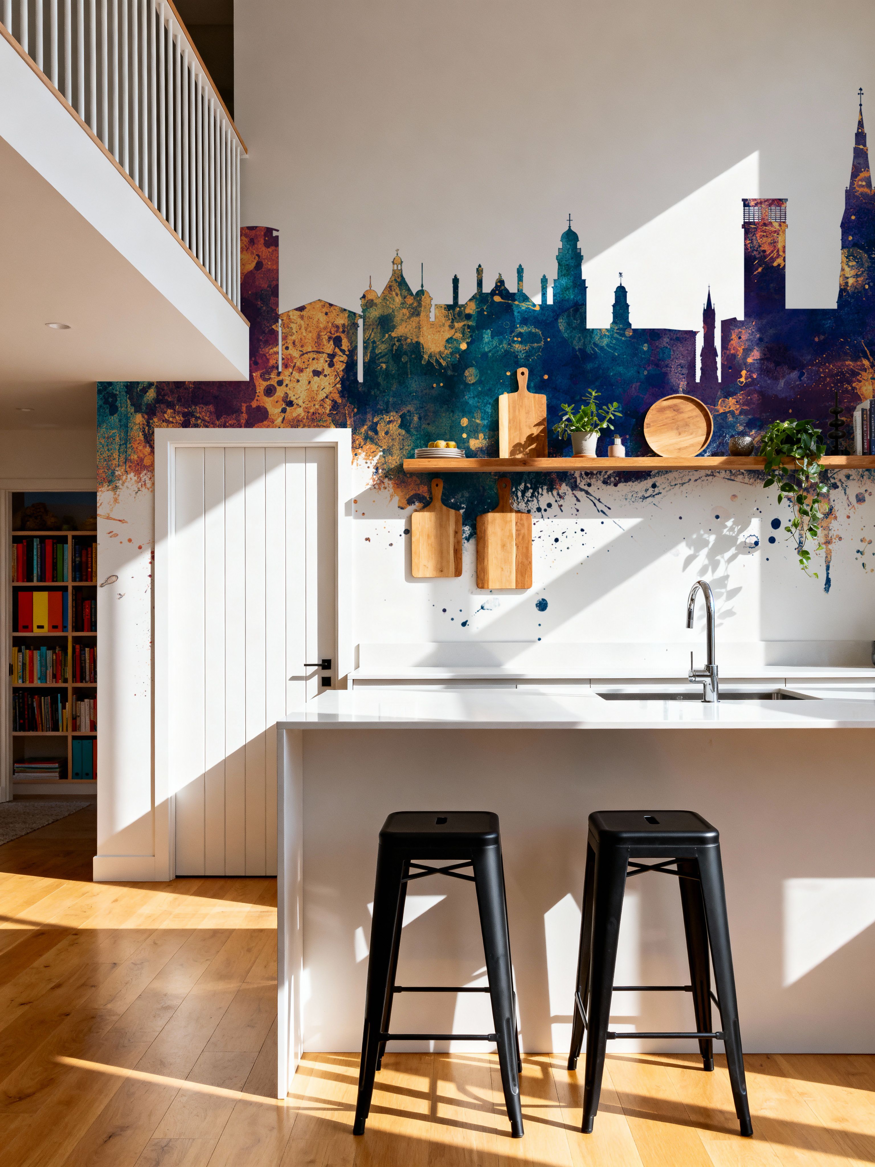 Leicester England Skyline Blue & Bronze