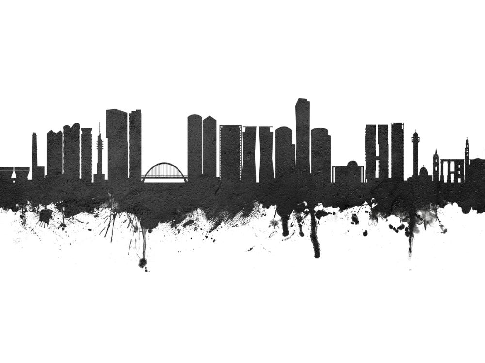Tel Aviv Skyline Black & White