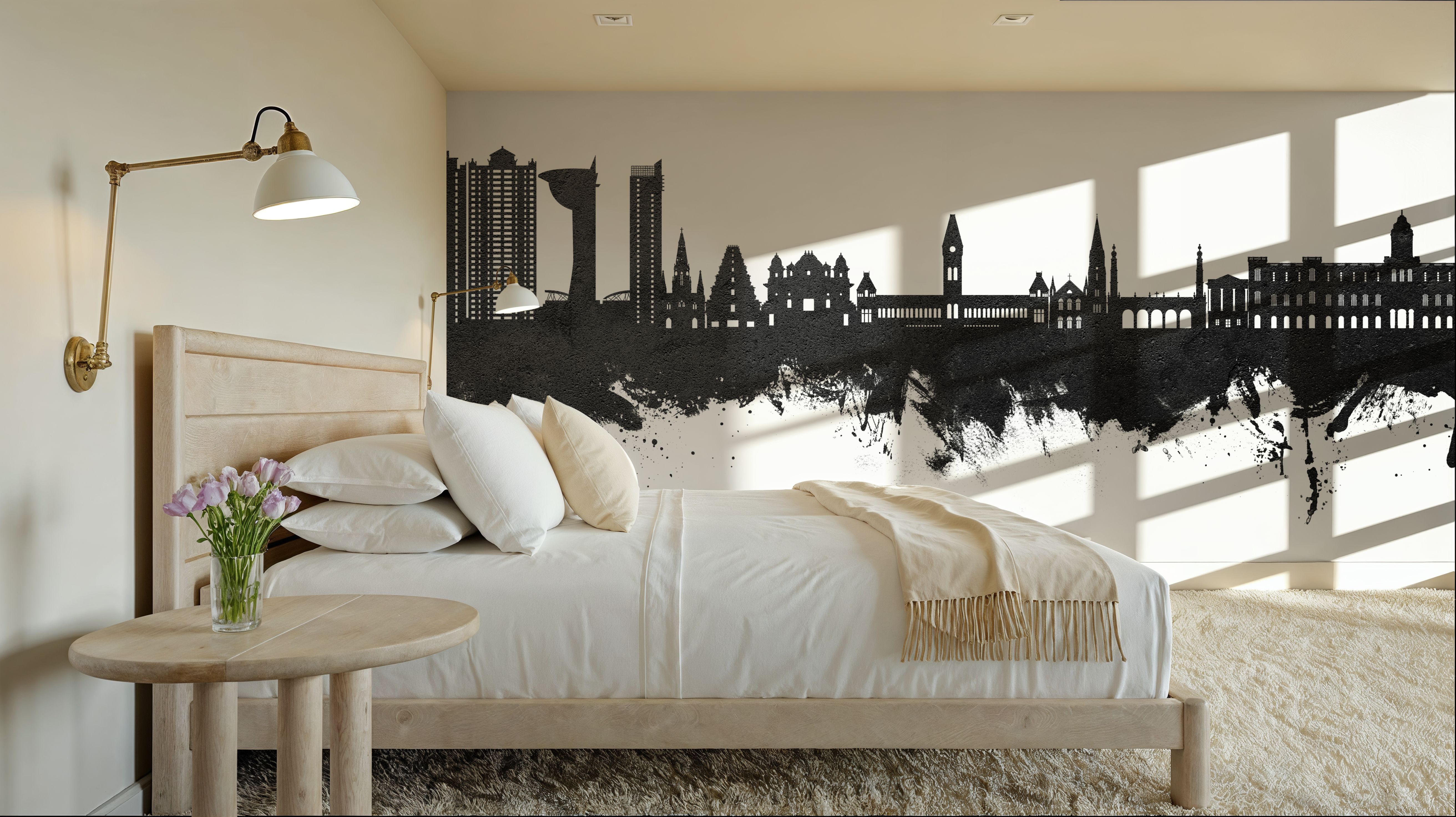 Chennai Skyline India Black & White, Papier peint