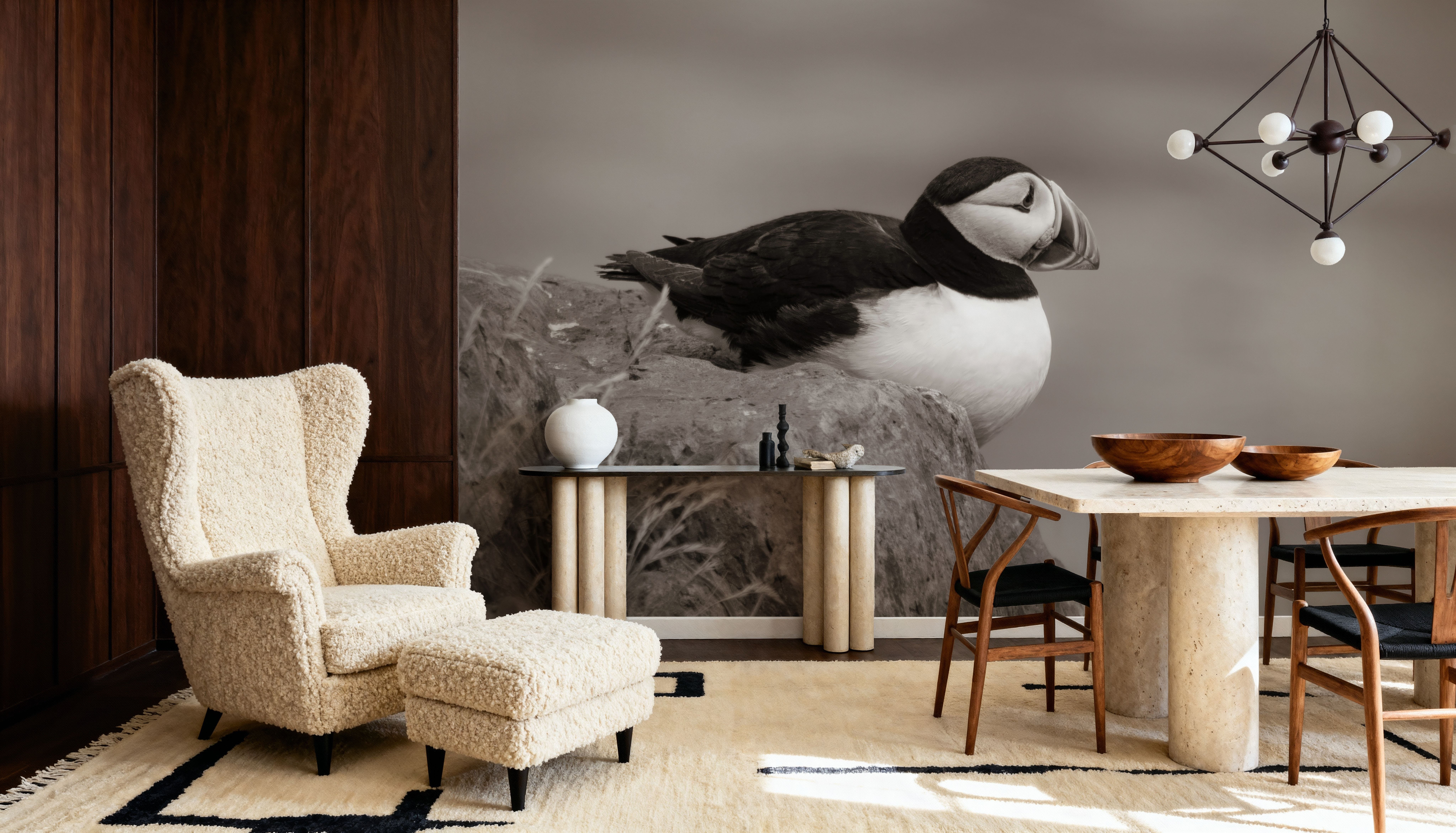 Atlantic Puffin Resting Sepia