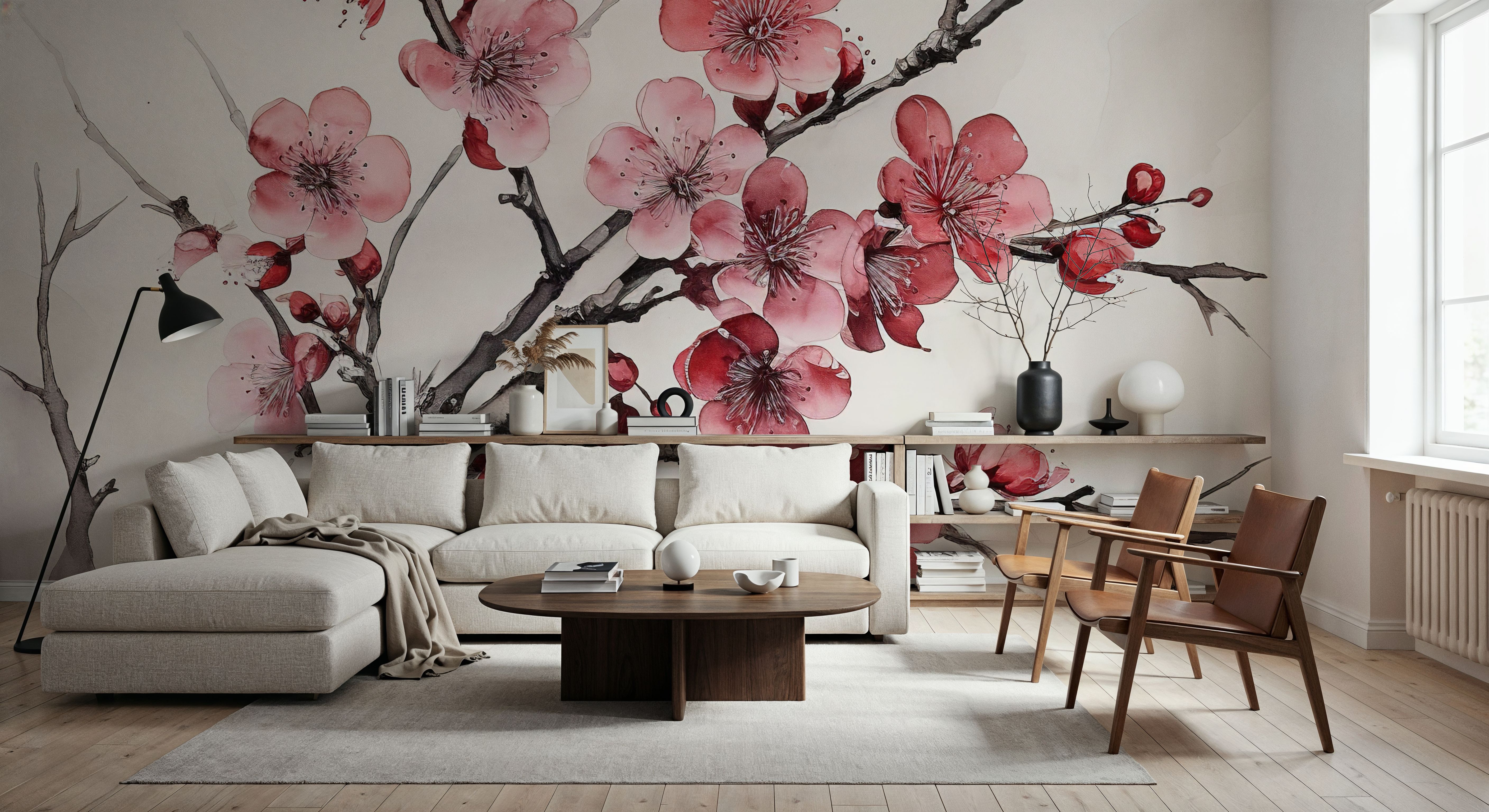 Ink Cherry Blossoms Branches