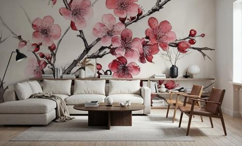 Ink Cherry Blossoms Branches