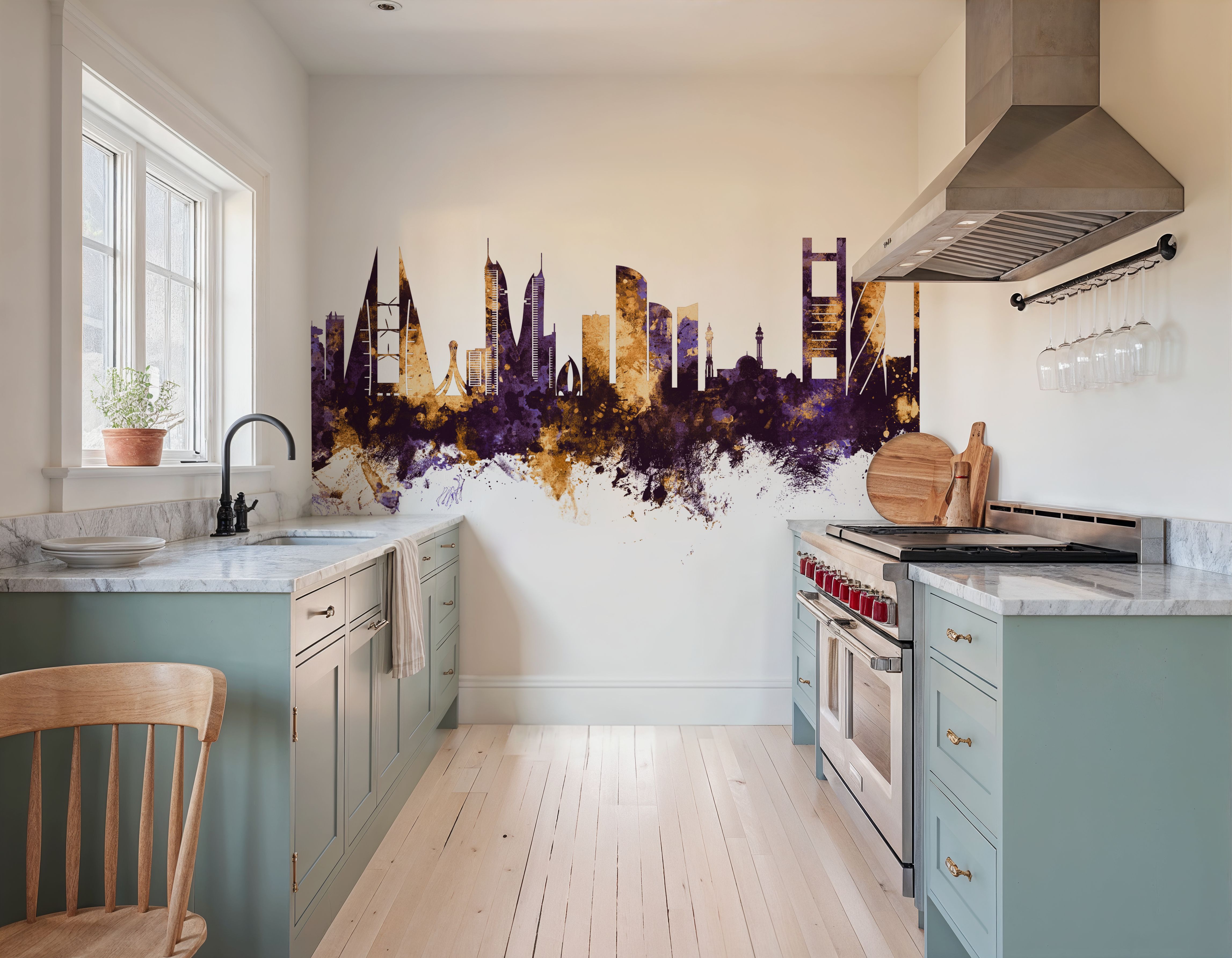 Manama Skyline Purple & Gold