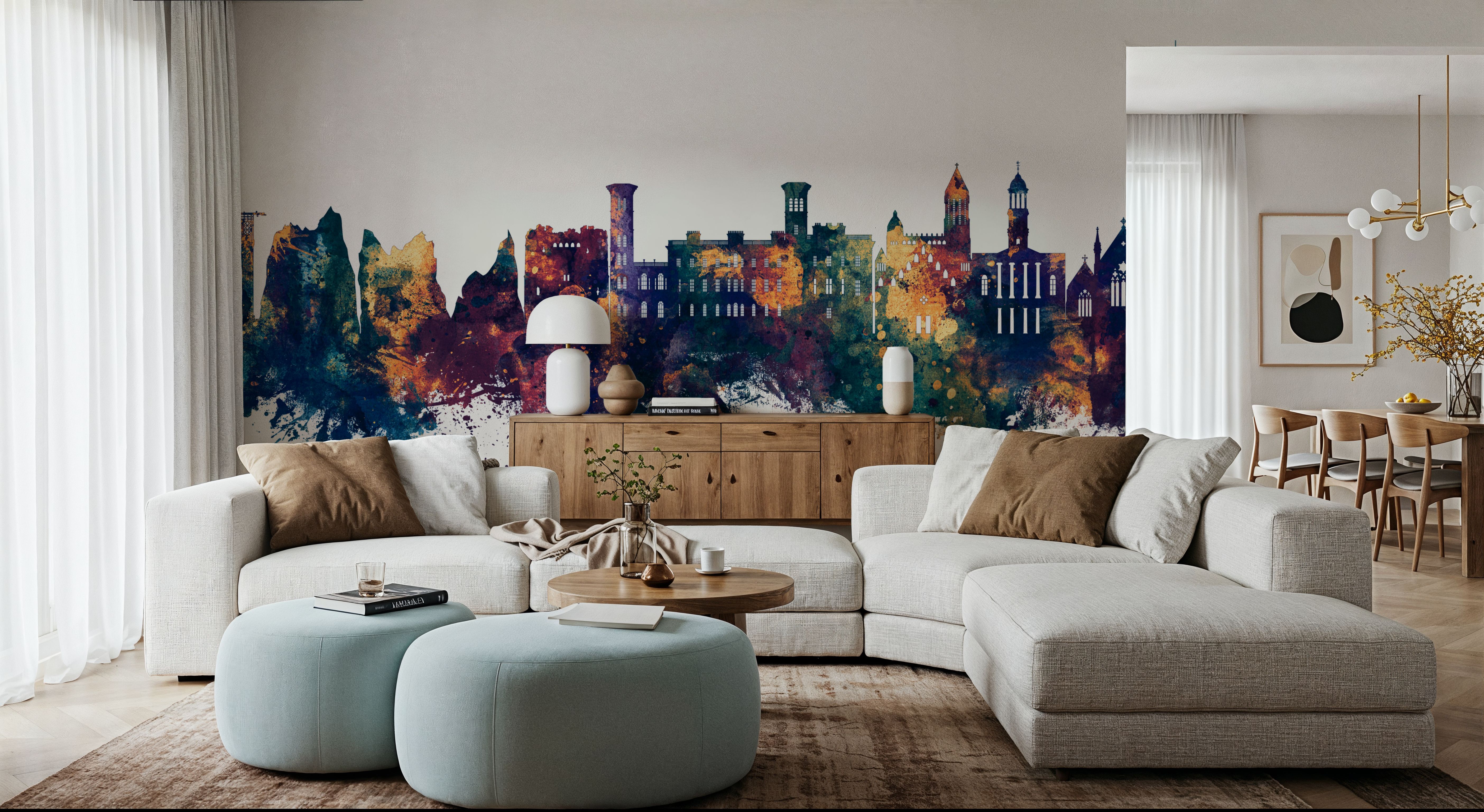 Isle of Wight England Skyline Blue & Bronze, Behang