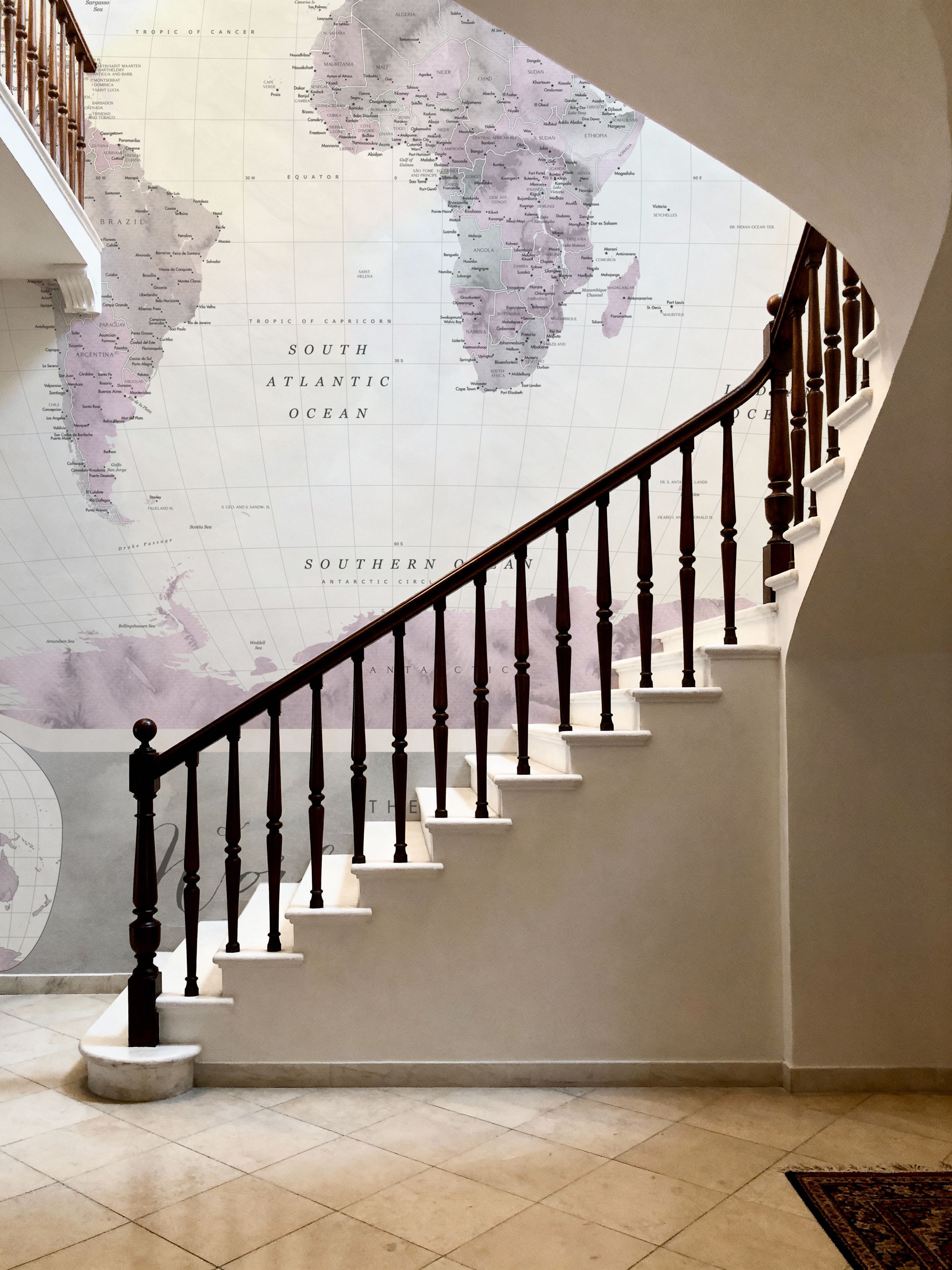 World Map Atlas Pink