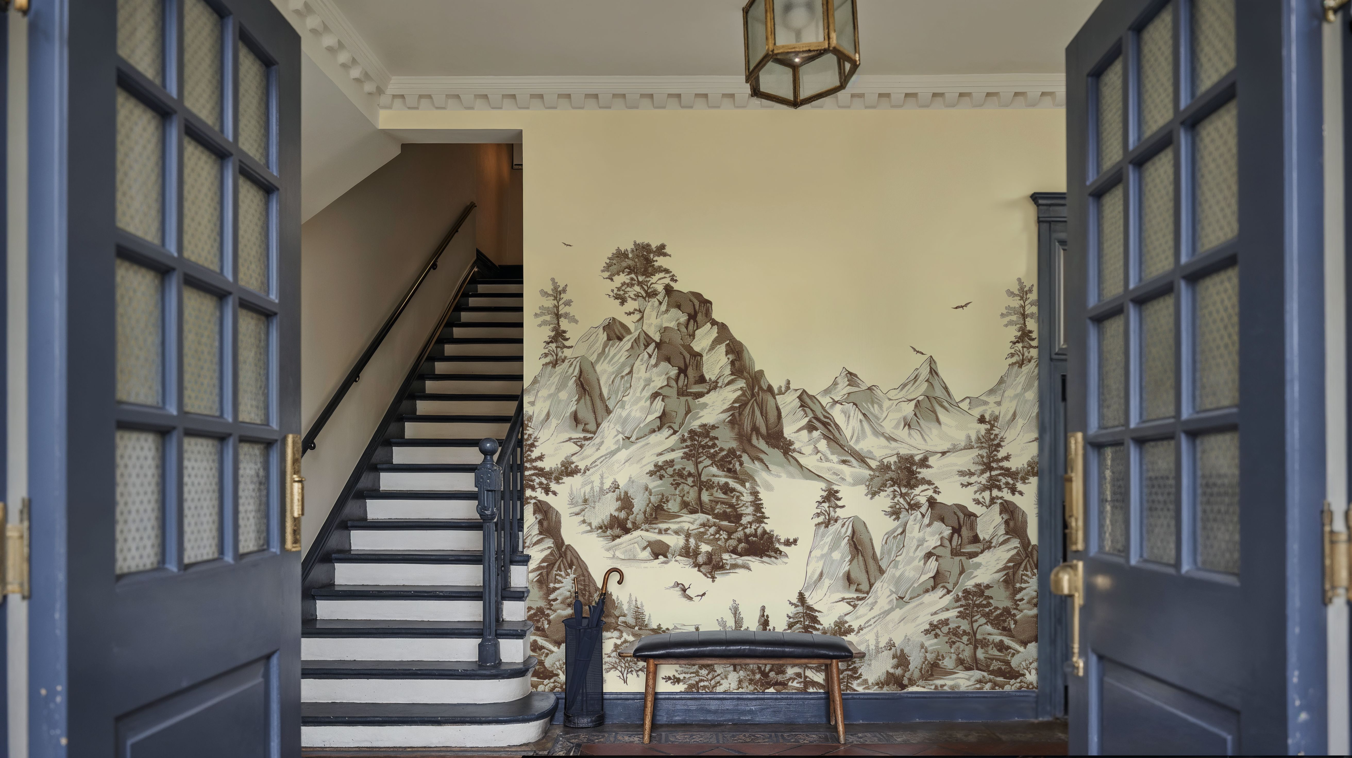 Toile Hills, Beige, Wallpaper