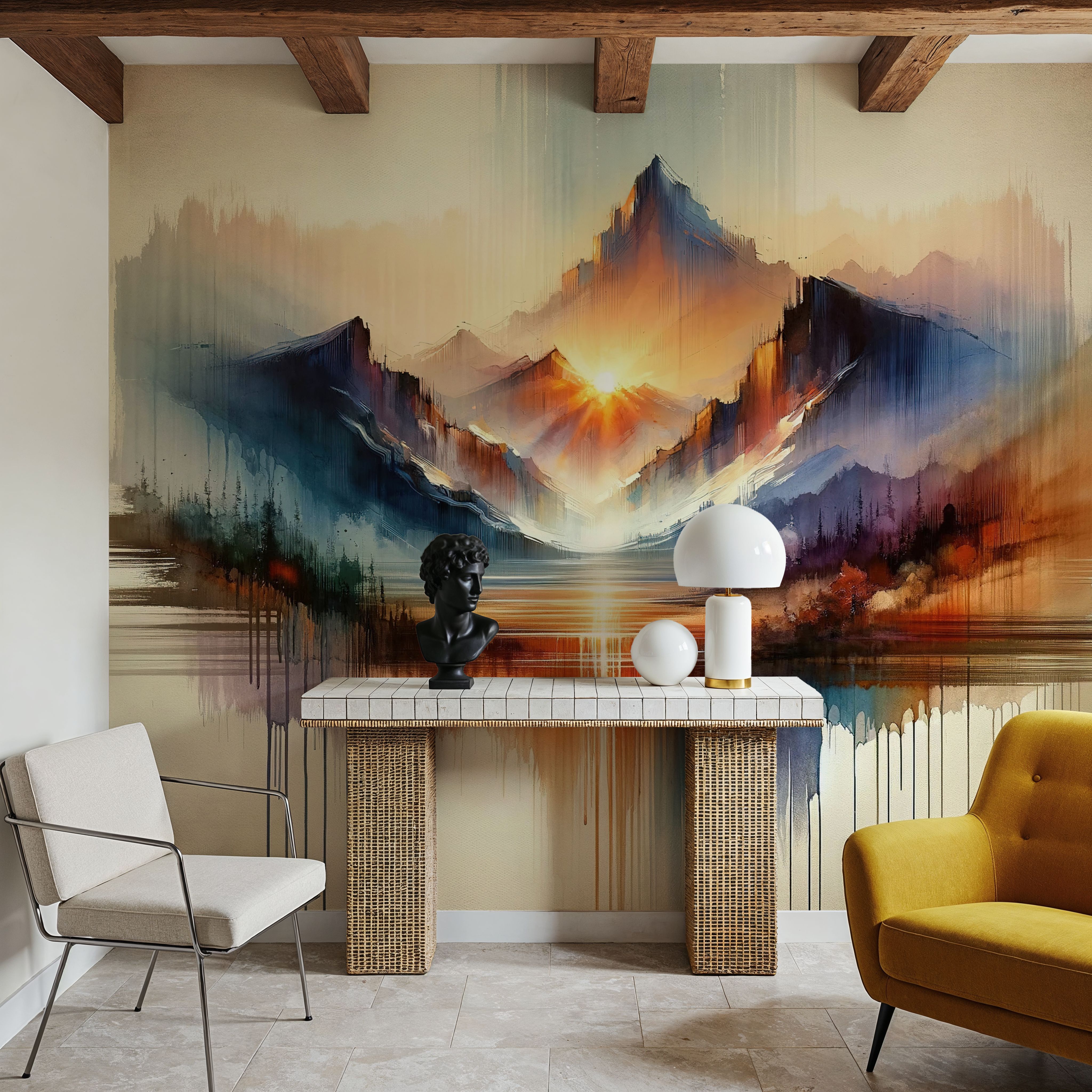 Watercolor Abstract Mountains