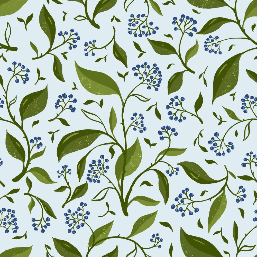 Winter Berries, Ice Blue