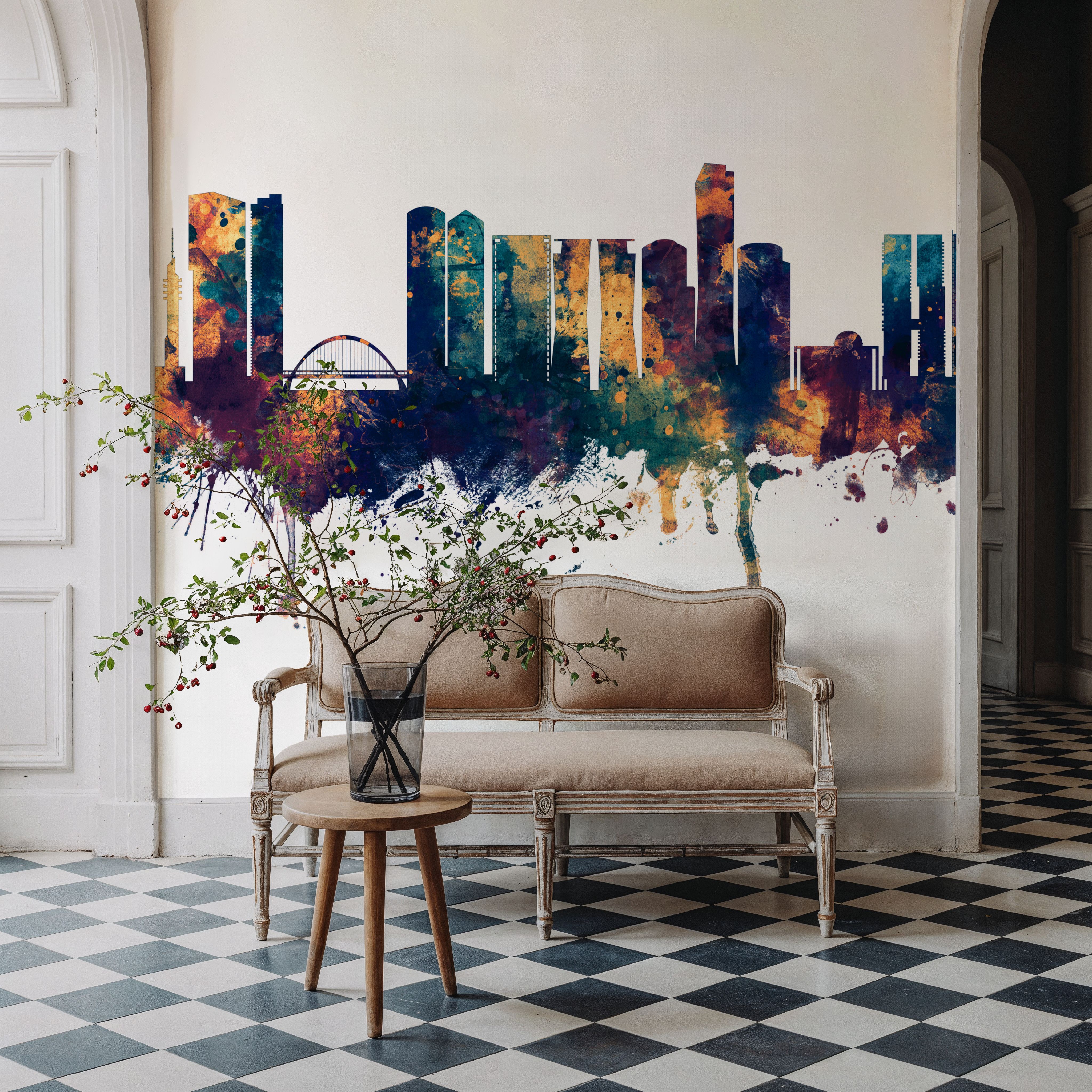 Tel Aviv Skyline Blue & Bronze