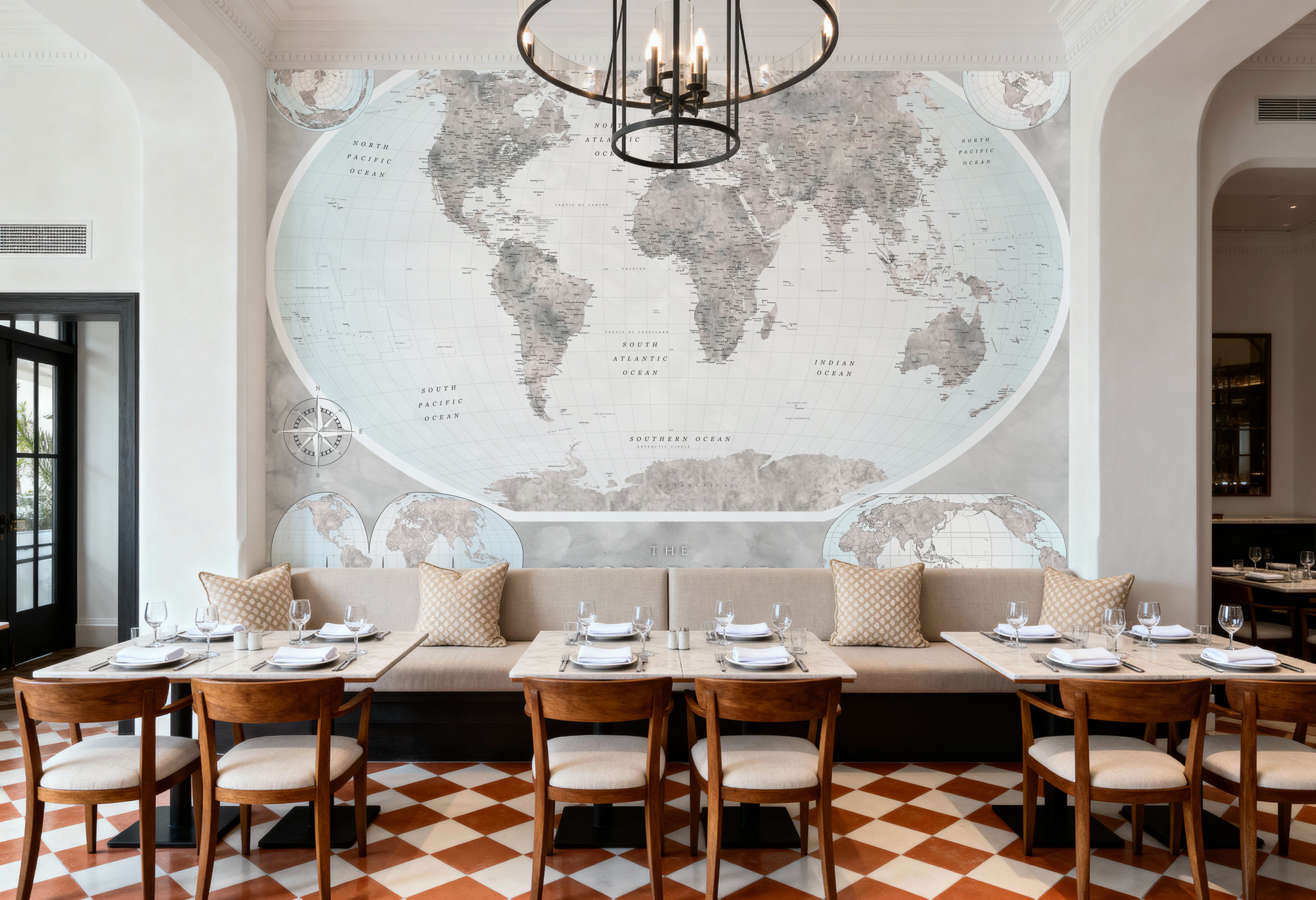 World Map Atlas Gray